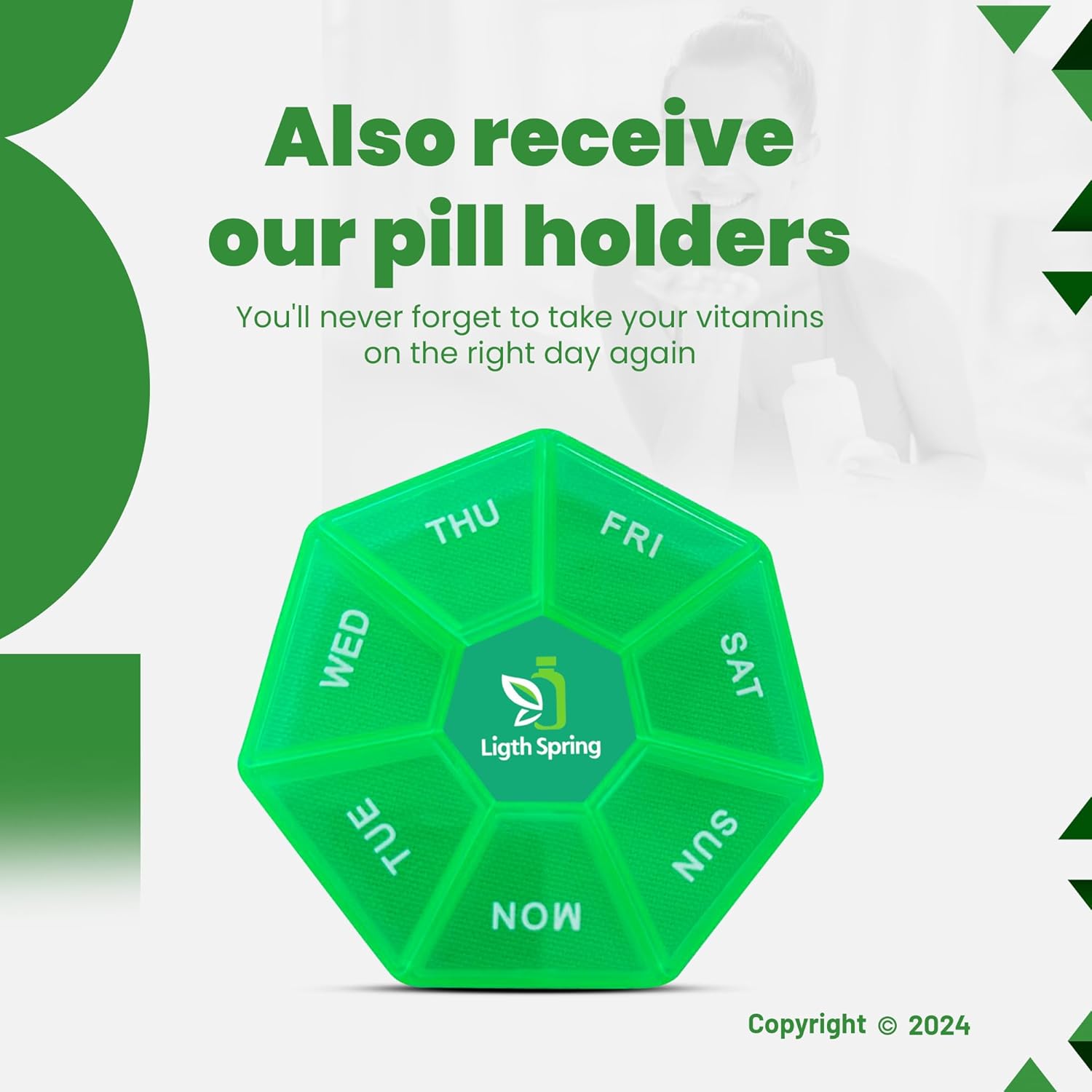 LightSpring Potassium 99 mg, 250 Caplets Bundle with A to Z Vitamins & Minerals + Pill Organizer