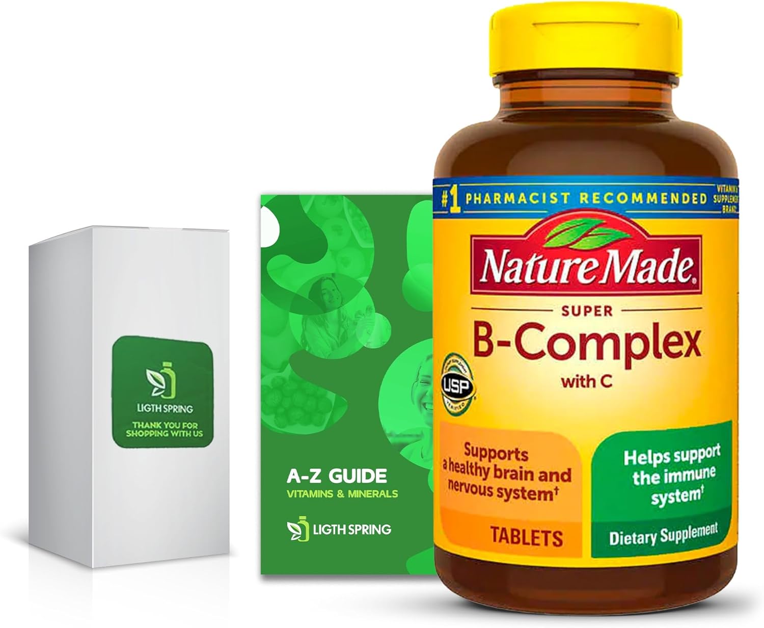 LightSpring Super B-Complex with Vitamin C - 460 Tablets for Full Spectrum Nutrition (2 Items)