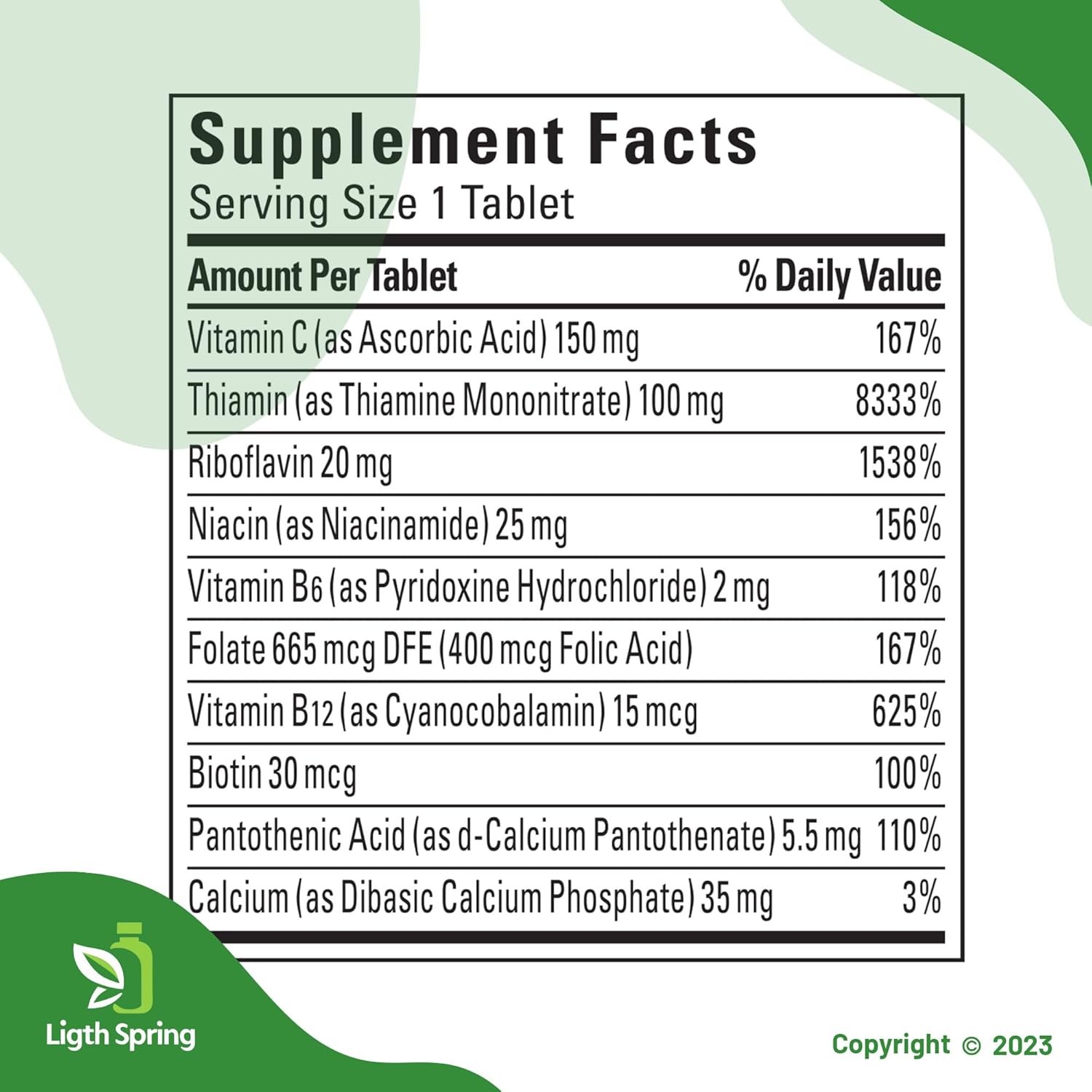 LightSpring Super B-Complex with Vitamin C - 460 Tablets for Full Spectrum Nutrition (2 Items)