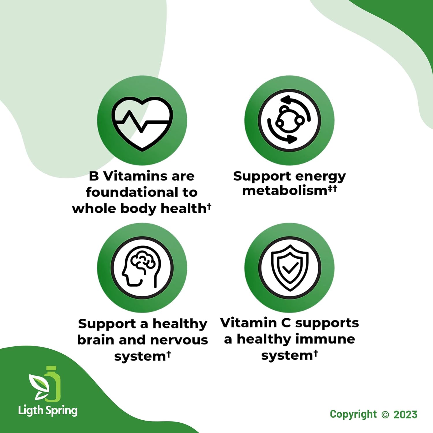 LightSpring Super B-Complex with Vitamin C - 460 Tablets for Full Spectrum Nutrition (2 Items)