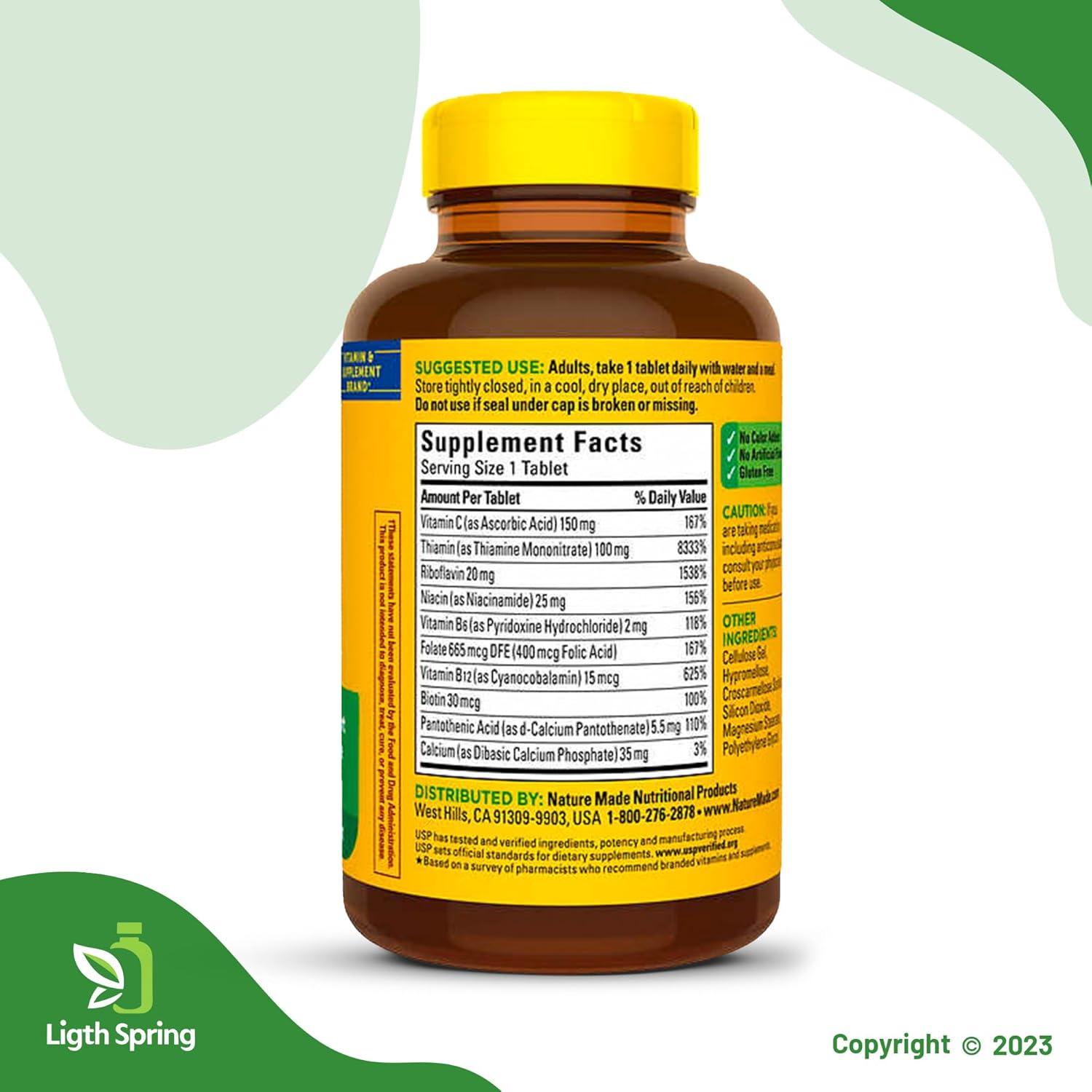 LightSpring Super B-Complex with Vitamin C - 460 Tablets for Full Spectrum Nutrition (2 Items)