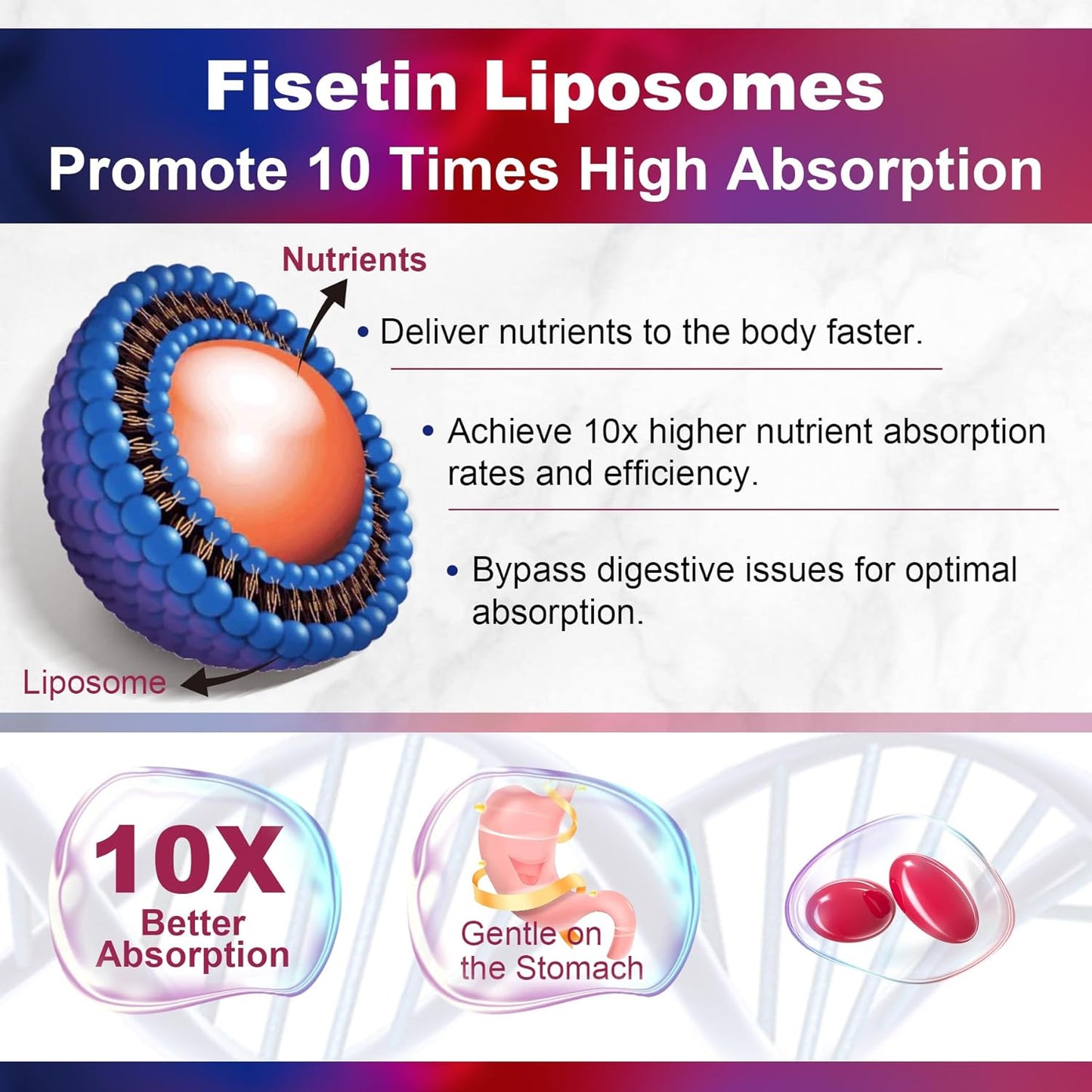 LILICARE Liposomal Fisetin Supplement with Quercetin, Resveratrol, Green Tea Extract - 1200mg for Healthy Aging & Longevity, Skin Health, Brain & Antioxidant Support - 60 Softgels
