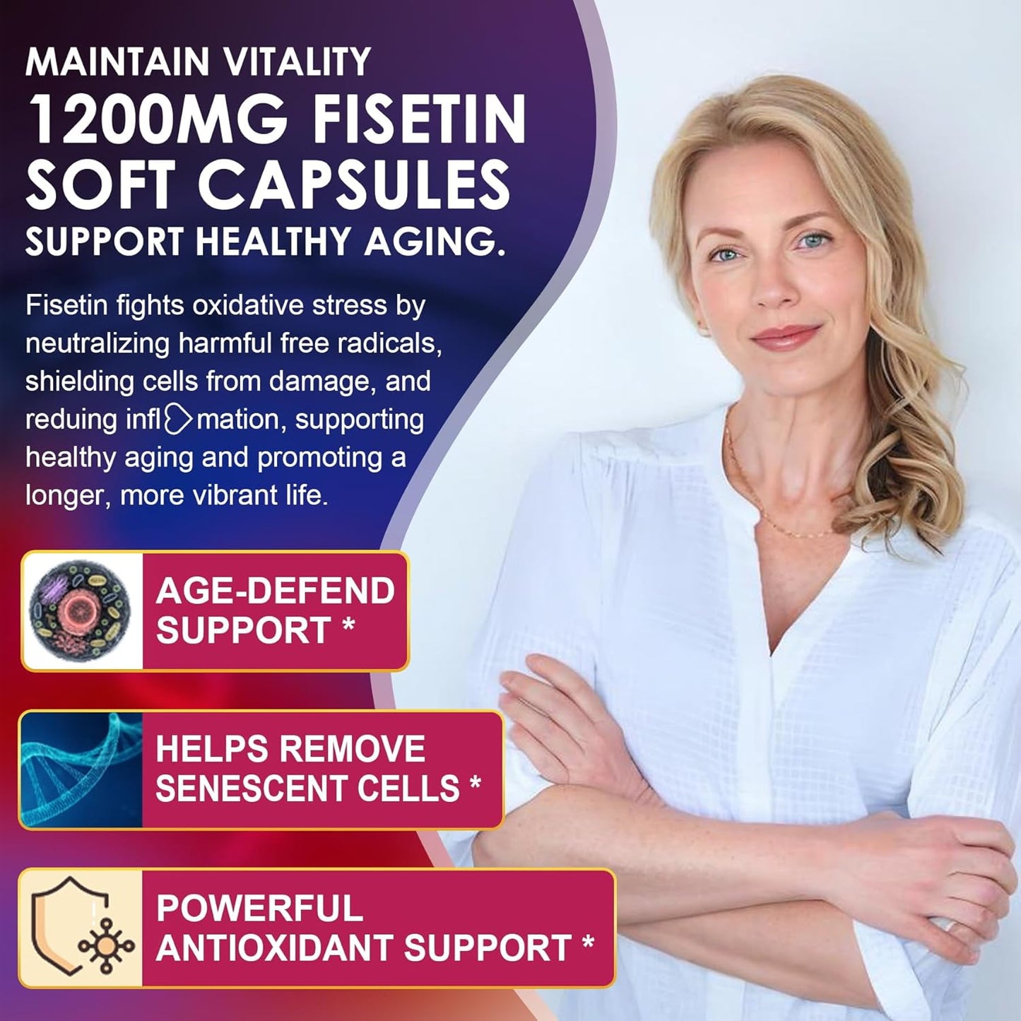 LILICARE Liposomal Fisetin Supplement with Quercetin, Resveratrol, Green Tea Extract - 1200mg for Healthy Aging & Longevity, Skin Health, Brain & Antioxidant Support - 60 Softgels