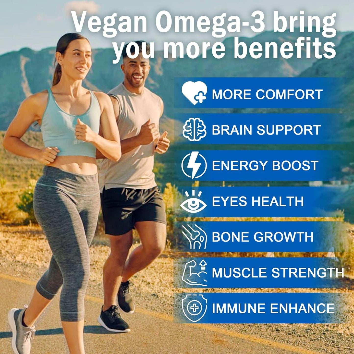 LILICARE Vegan Omega-3 Gummies 1280mg with Vitamin D3 & K2 - Sugar-Free Fish Oil Alternative from Marine Algae Oil - Brain, Eye, Immunity Support, 1 Pack