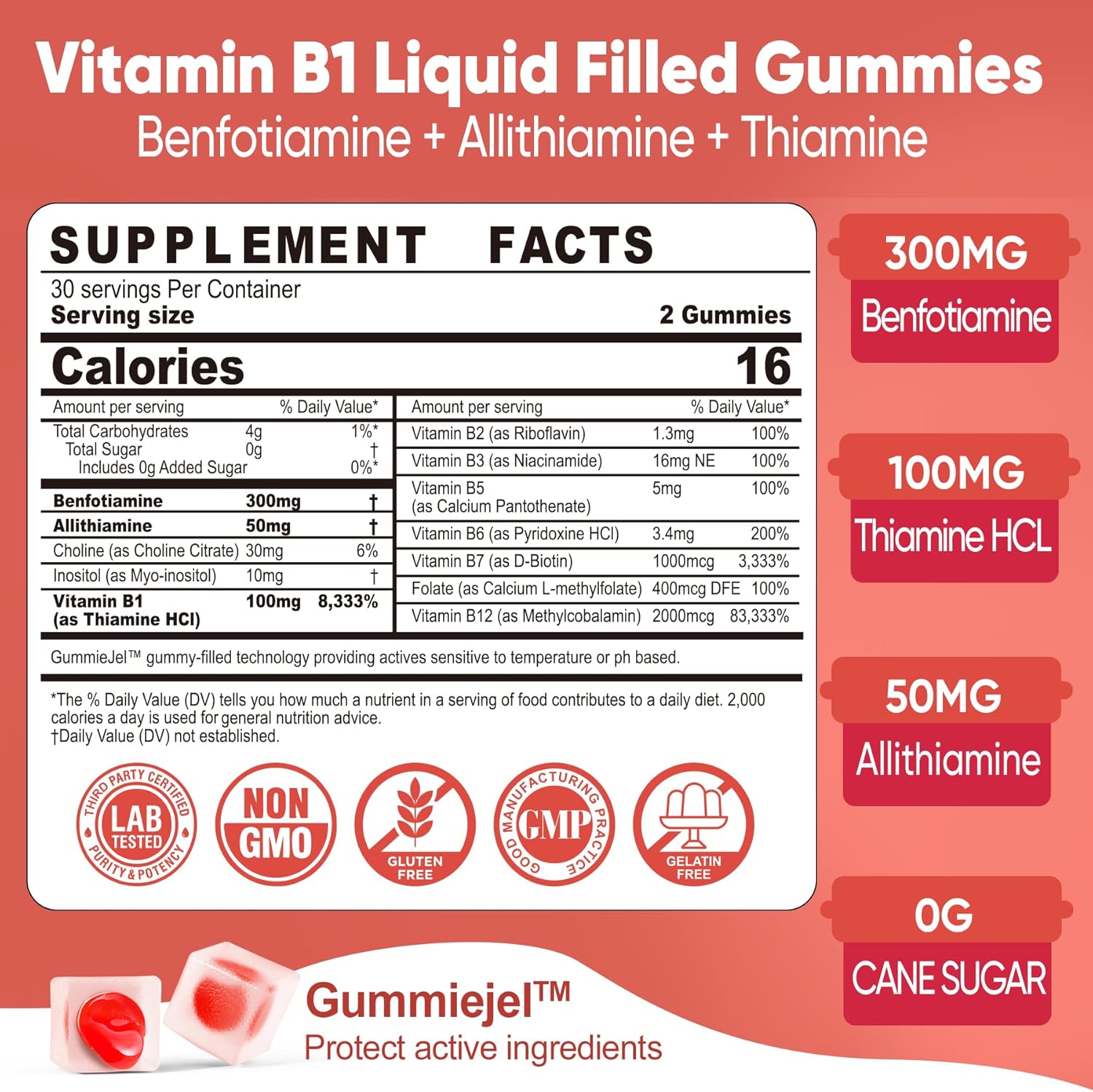 LILICARE Vitamin B Complex Gummies with Vitamin B1 for Daily Health Support