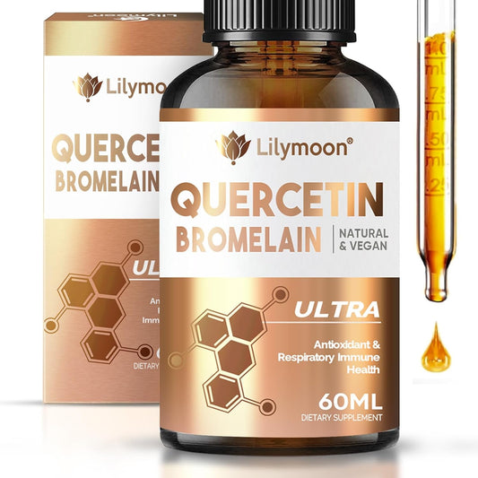 Lilymoon Quercetin Drops with Bromelain for Antioxidant Support, Immune & Respiratory Health, Natural Vegan Formula