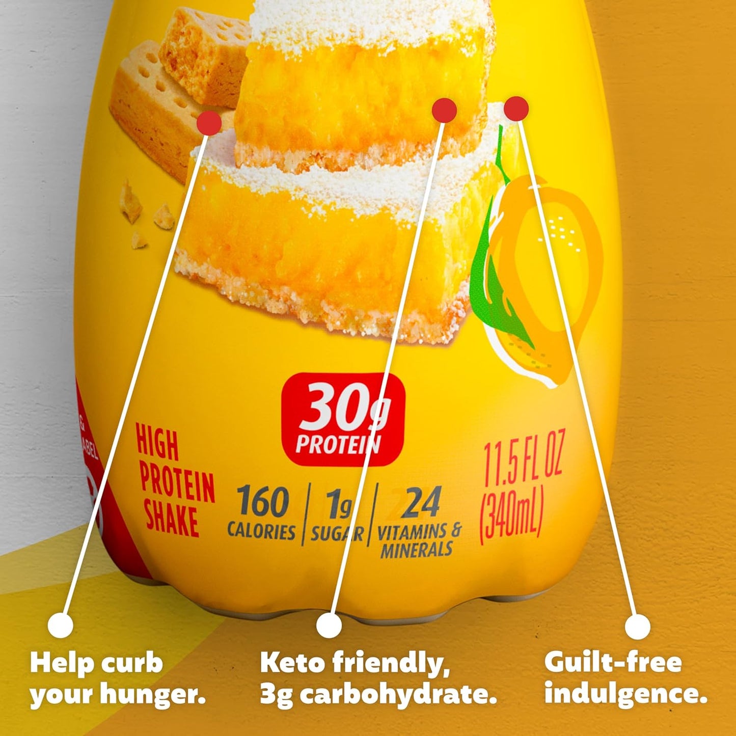 Limited Edition Premier Protein Shake: Lemon Bar Flavor, 30g Protein, 1g Sugar, 24 Vitamins & Minerals, 11.5 oz, Pack of 12