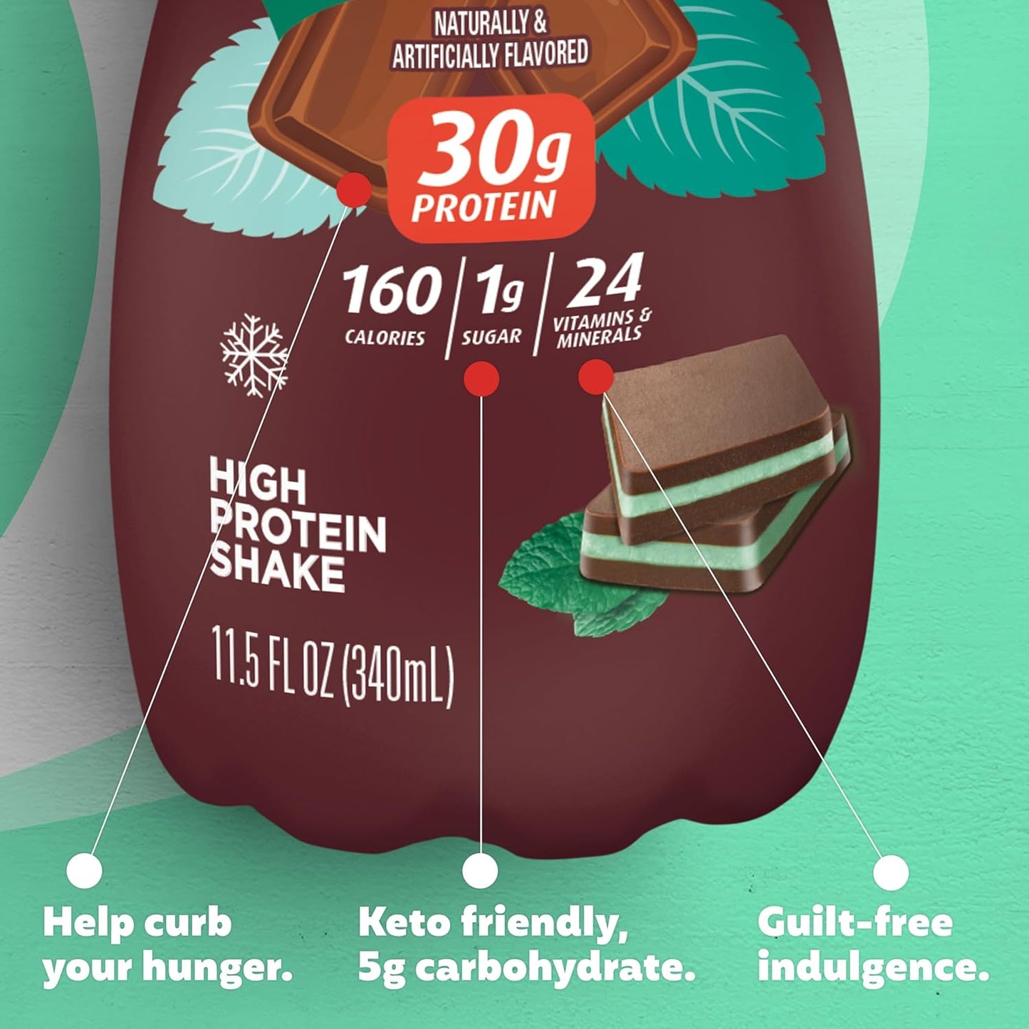 Limited Edition Winter Mint Chocolate Premier Protein Shake - 30g Protein, 1g Sugar, 24 Vitamins & Minerals, Immune Health Support - 11.5 oz, 12 Pack