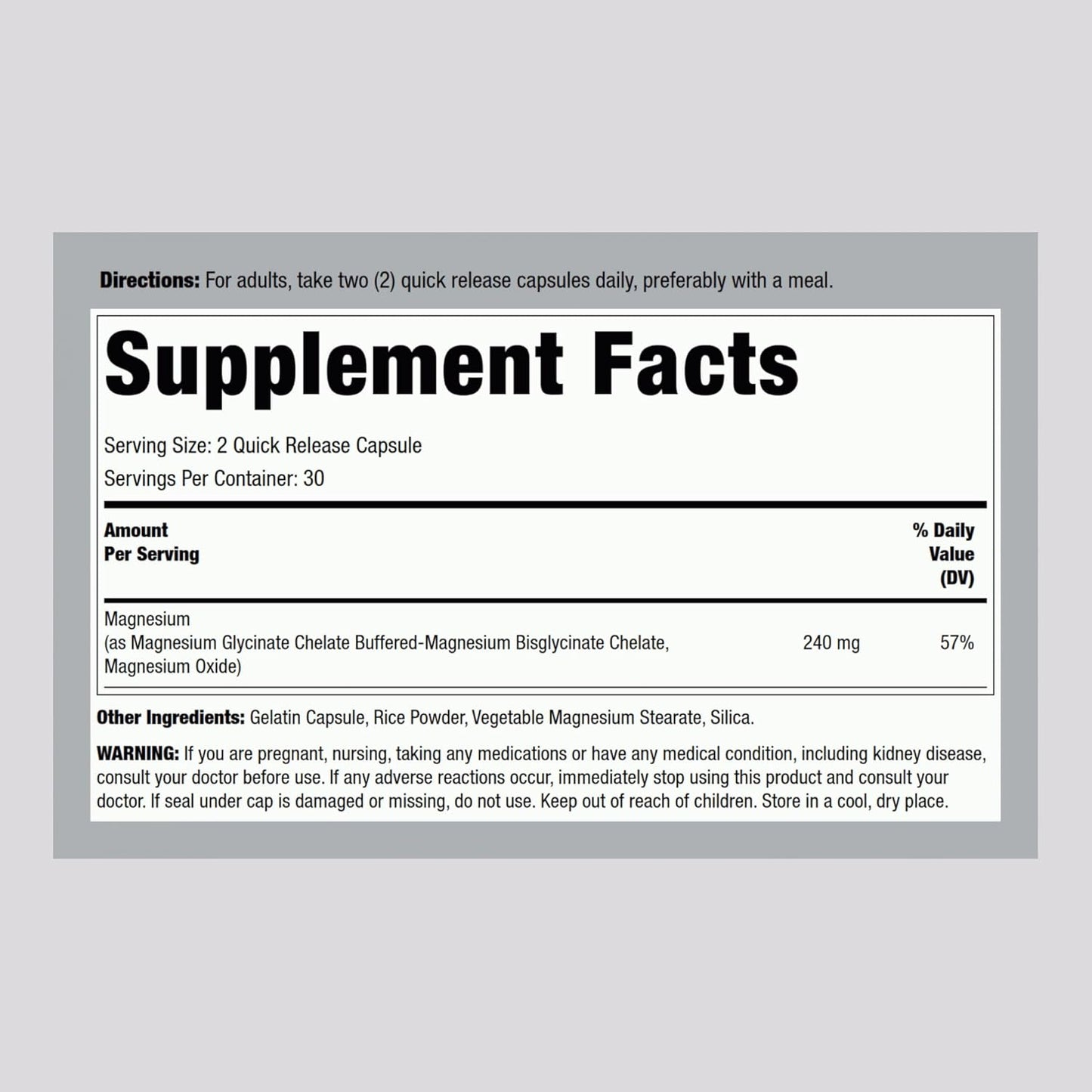 Lindberg Chelated Magnesium Supplement | 240mg | 60 Capsules | Bone Health Support | Non-GMO & Gluten-Free Formula
