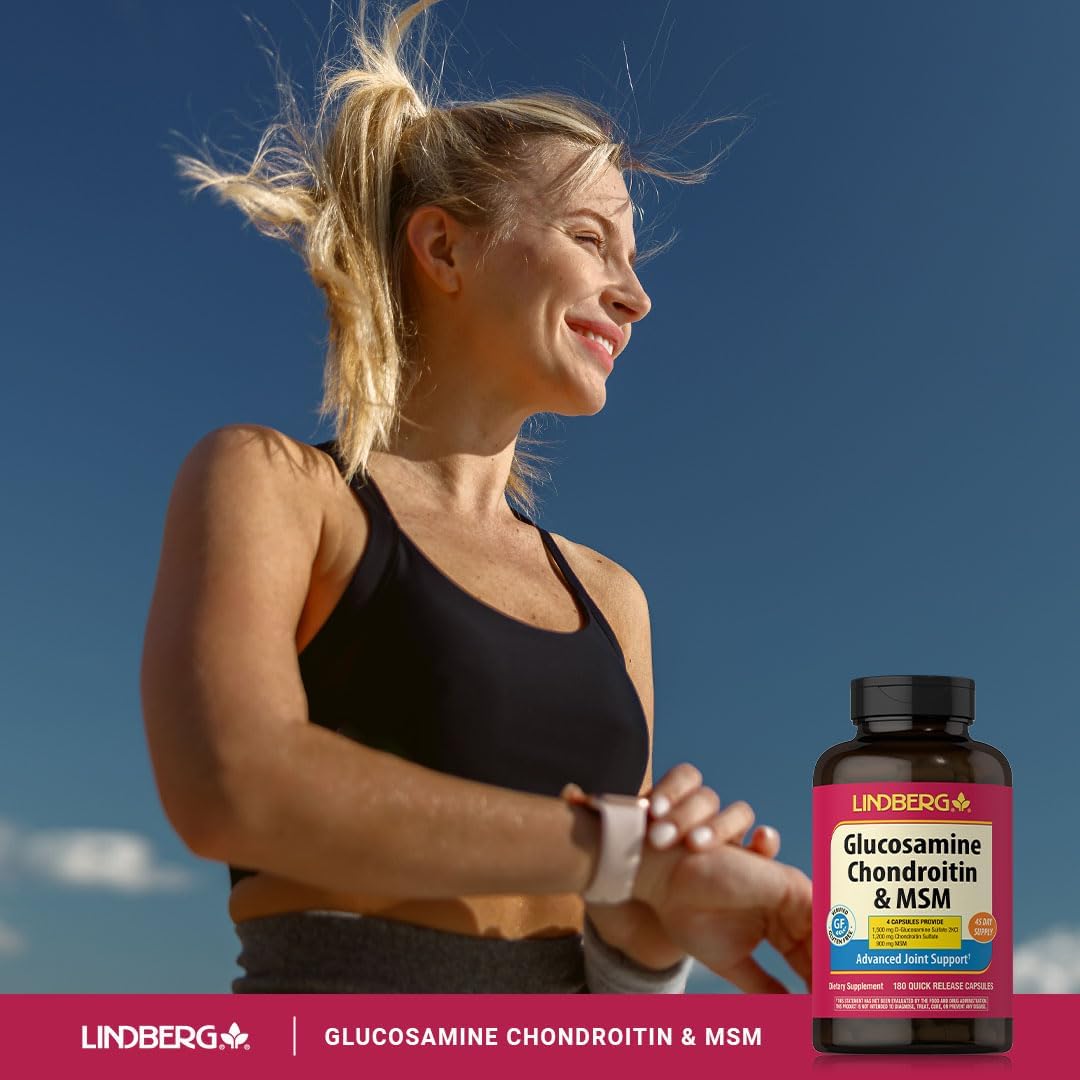 Lindberg Glucosamine Chondroitin MSM Capsules - 180 Count | Advanced Joint Support Supplement