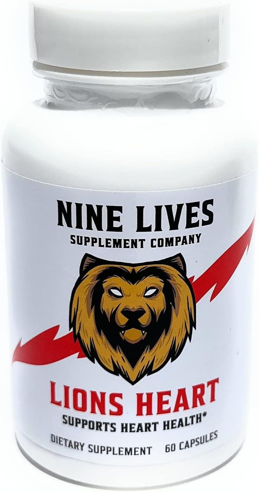 Lions Heart Daily Supplement with CoQ10, Magnesium, L-Carnitine, Taurine, Nattokinase, and Niacin for Nine Lives
