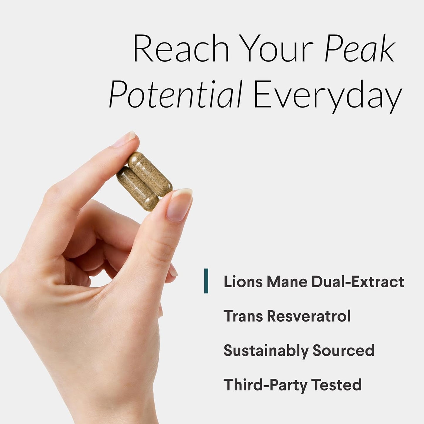 Lions Mane and Resveratrol Brain Health Supplement, 800mg Extract, Plant-Based Trans Resveratrol, 60ct.