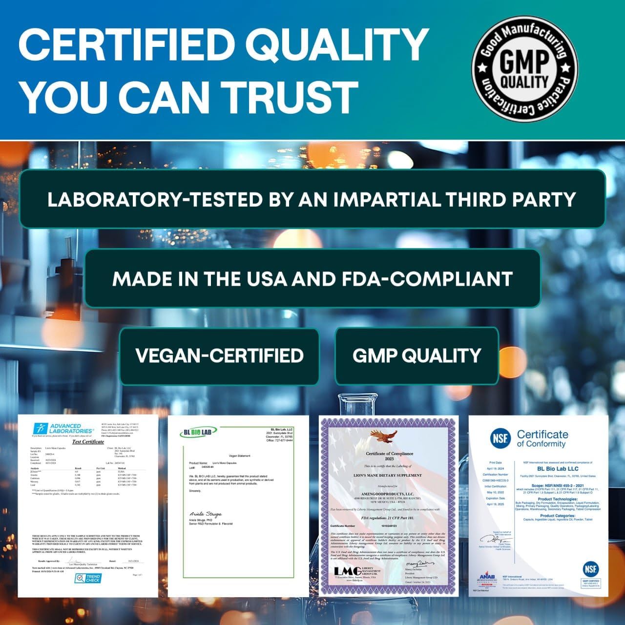 Lions Mane Mushroom Supplement Capsules 1000MG - Memory, Energy, Focus - Lion Mane Mushroom Extract - 120 Capsules