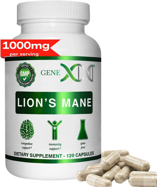 Lions Mane Nootropic Brain Support Supplement - 100% Extract, 1000mg/serving (120 Capsules) by Genex Formulas - BoostGo Australia