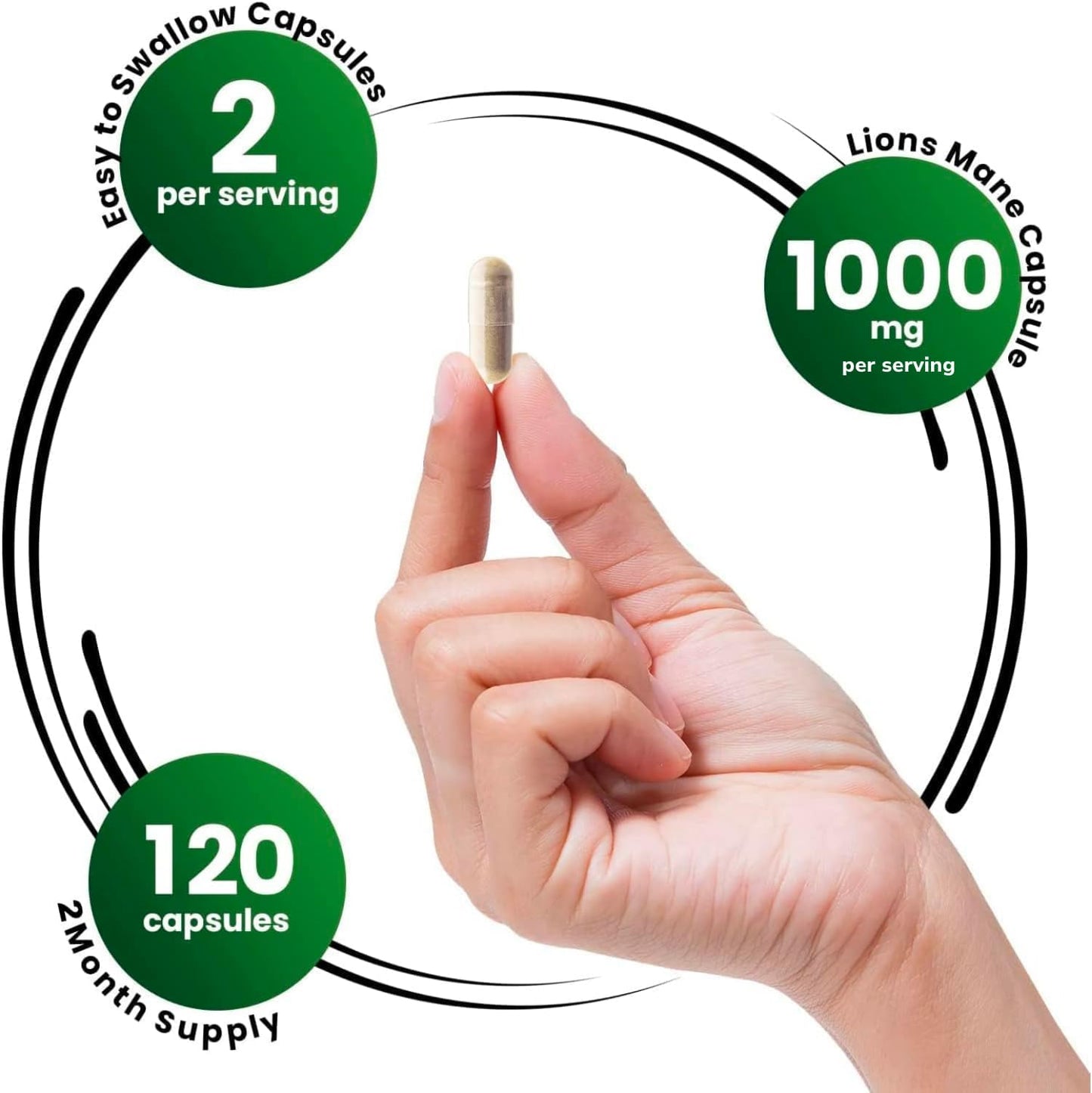 Lions Mane Nootropic Brain Support Supplement - 100% Extract, 1000mg/serving (120 Capsules) by Genex Formulas - BoostGo Australia