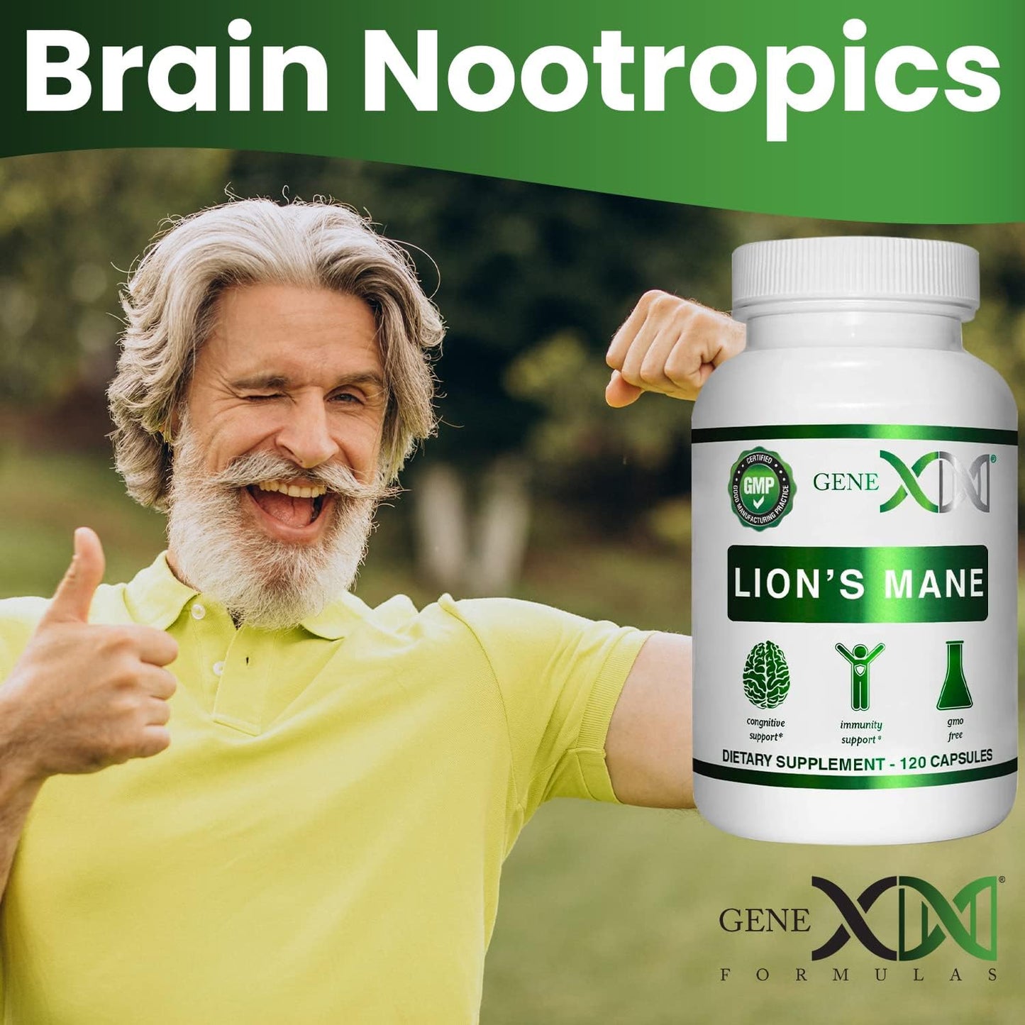 Lions Mane Nootropic Brain Support Supplement - 100% Extract, 1000mg/serving (120 Capsules) by Genex Formulas - BoostGo Australia