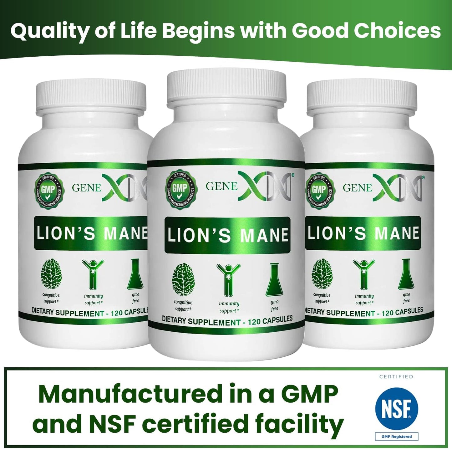 Lions Mane Nootropic Brain Support Supplement - 100% Extract, 1000mg/serving (120 Capsules) by Genex Formulas - BoostGo Australia