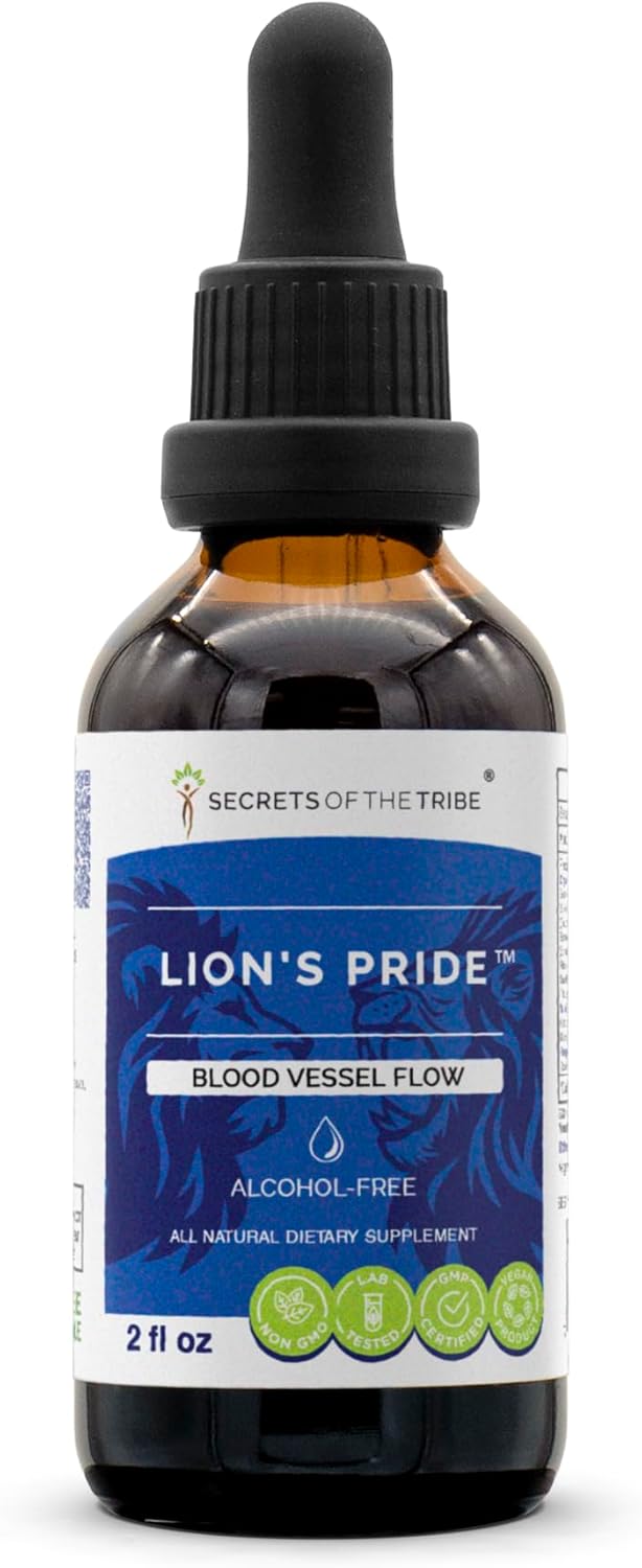 Lion's Pride Herbal Supplement Blend Drops for Blood Vessel Flow - Alcohol-Free Liquid Extract (2 Fl Oz) by Secrets of the Tribe