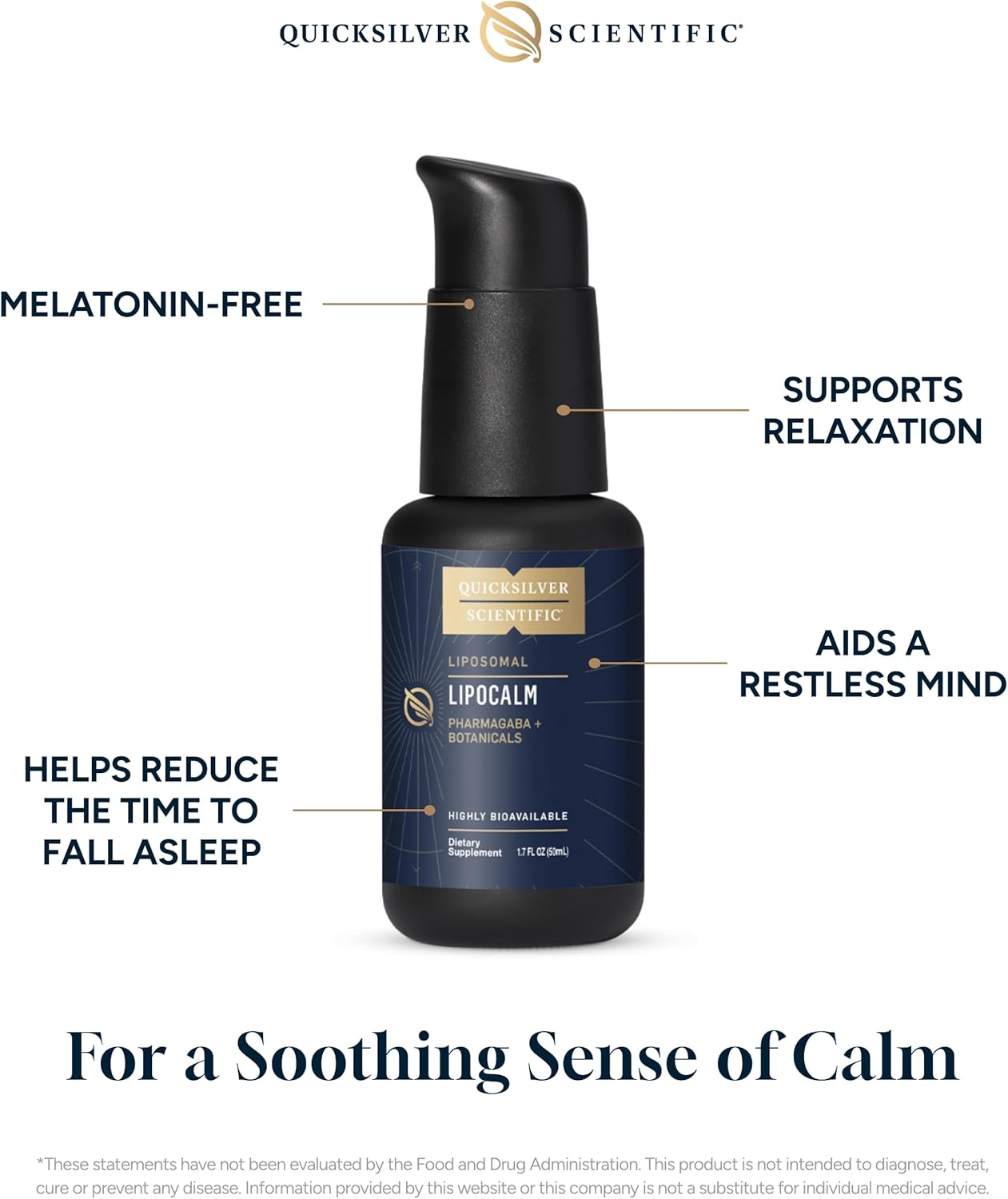 LipoCalm - Liposomal GABA Relaxation Support Supplement with Chamomile, Passionflower, and Skullcap for Peaceful Sleep and Mind Calm (1.7oz / 50ml)