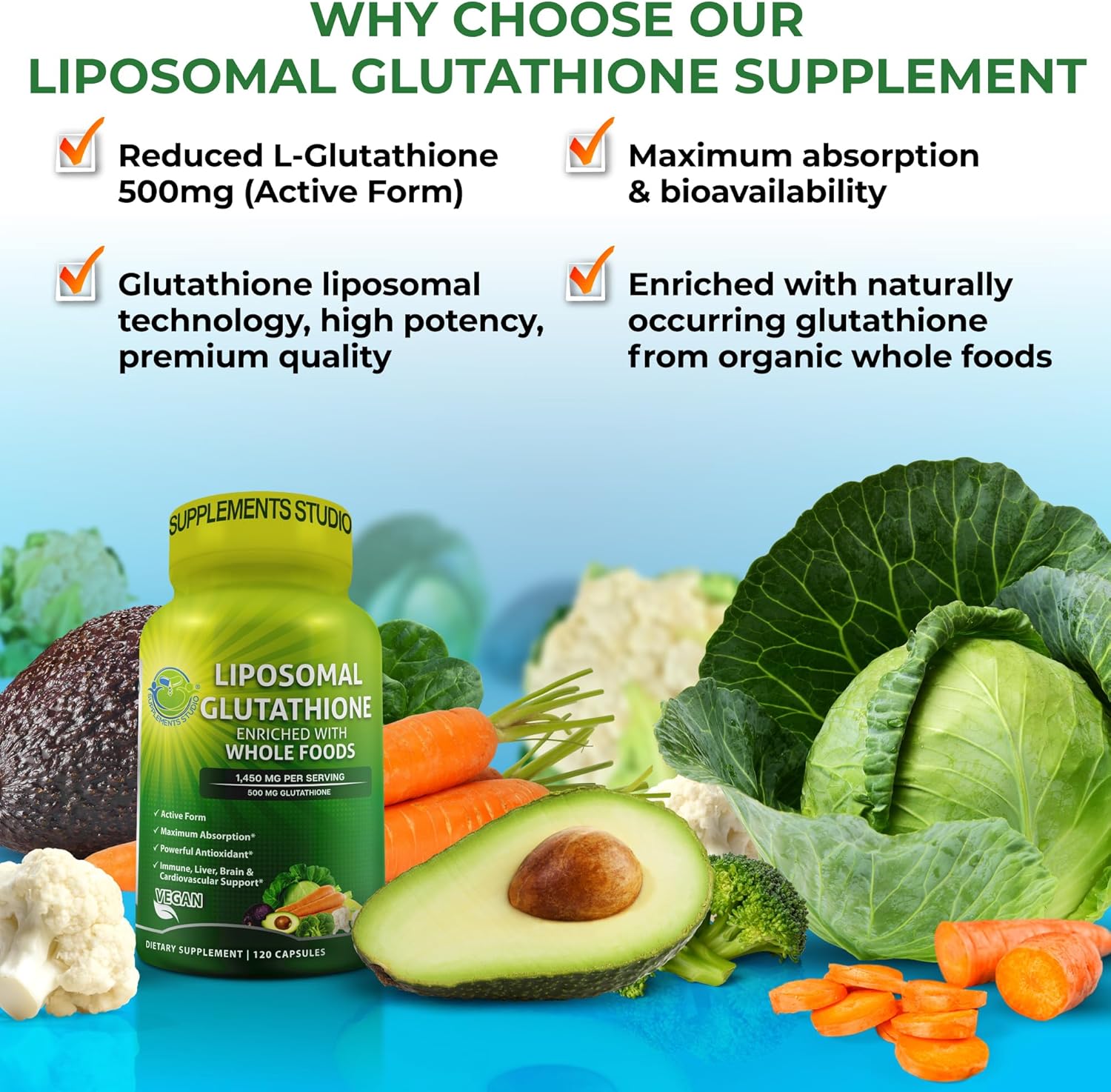 Liposomal Glutathione 500mg & Plant-Based Calcium Bundle for Antioxidant Support and Bone Health