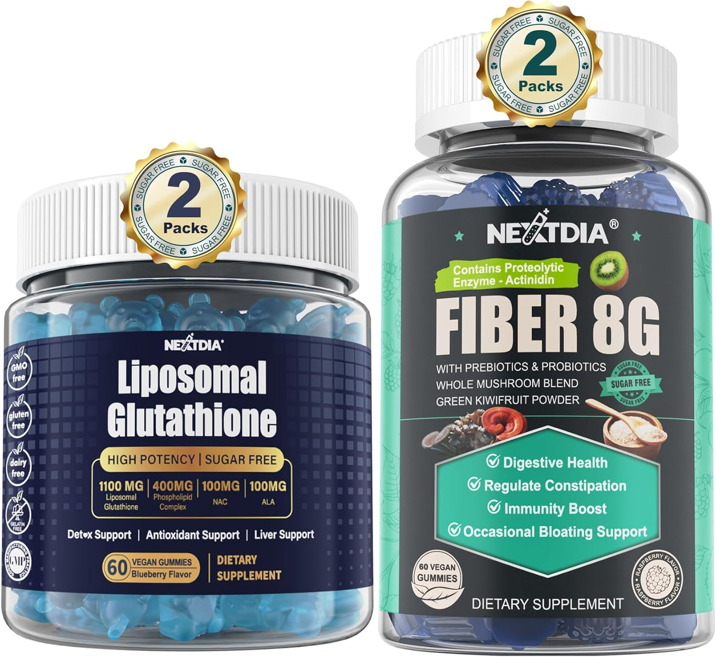 Liposomal Glutathione Gummies with Prebiotic & Probiotic Mushroom Fiber for Women's Digestive Health