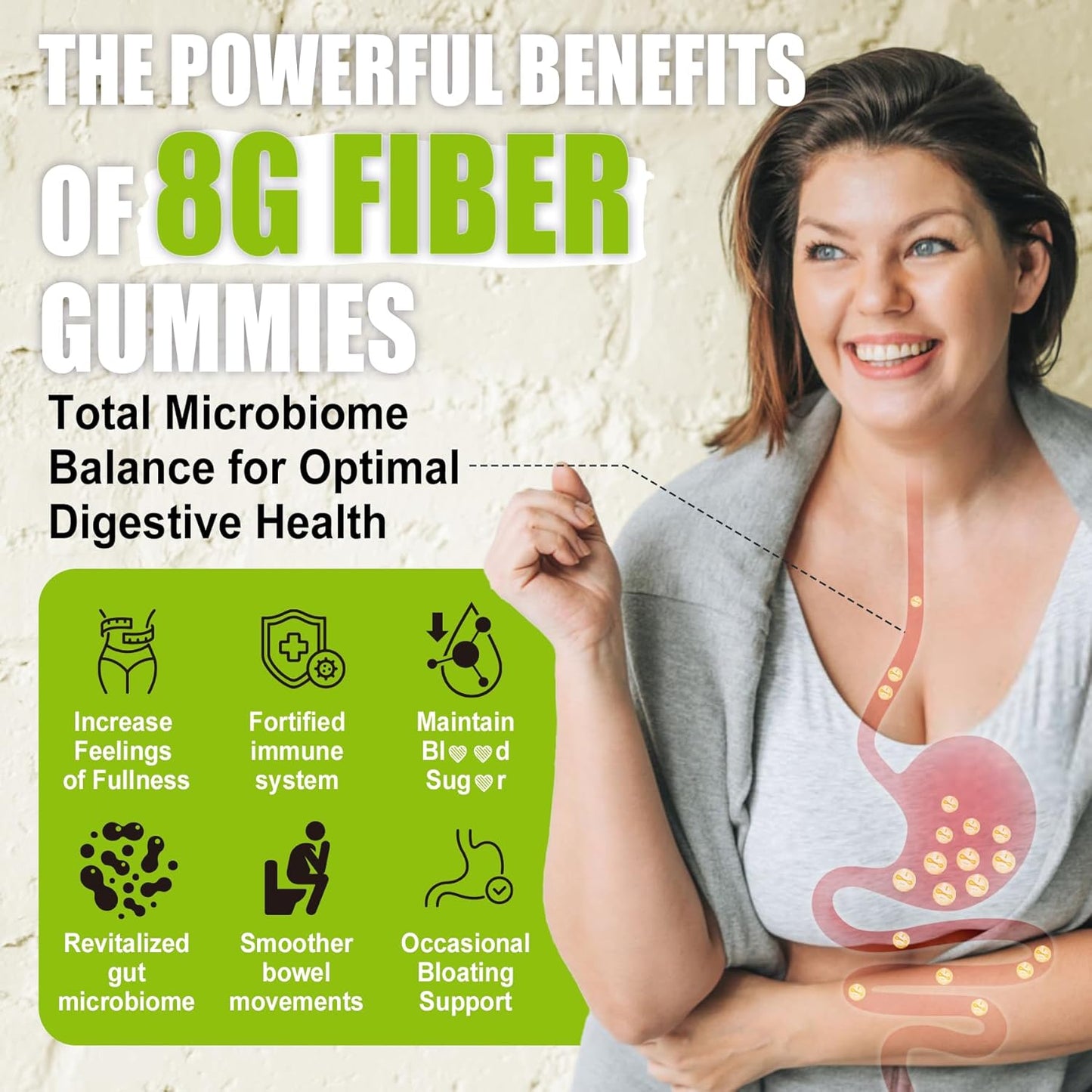 Liposomal Glutathione Gummies with Prebiotic & Probiotic Mushroom Fiber for Women's Digestive Health