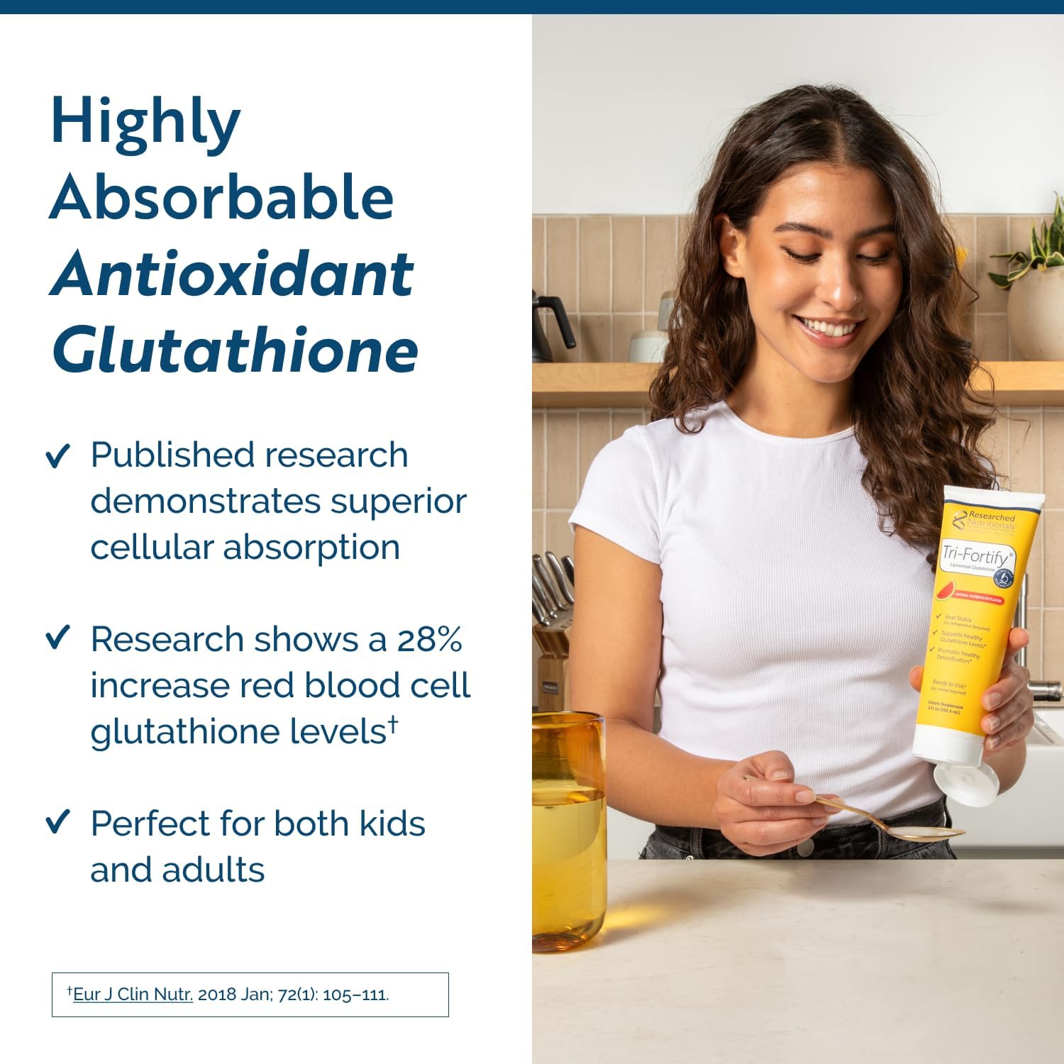 Liposomal Glutathione Liquid Gel + Vitamin C - Tri-Fortify for Natural Energy & Immune Support - Clinically Researched Orange Packets