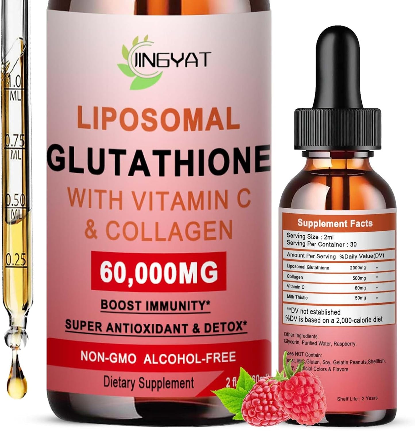 Liposomal Glutathione Supplement with Vitamin C, Collagen, Milk Thistle - High Absorption Liquid Drops for Immune Support, Anti-Aging, Detox - Non-GMO & Alcohol-Free