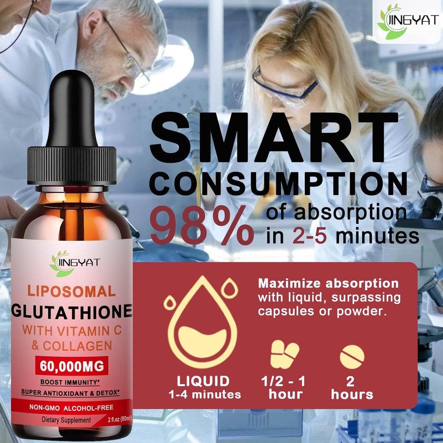 Liposomal Glutathione Supplement with Vitamin C, Collagen, Milk Thistle - High Absorption Liquid Drops for Immune Support, Anti-Aging, Detox - Non-GMO & Alcohol-Free