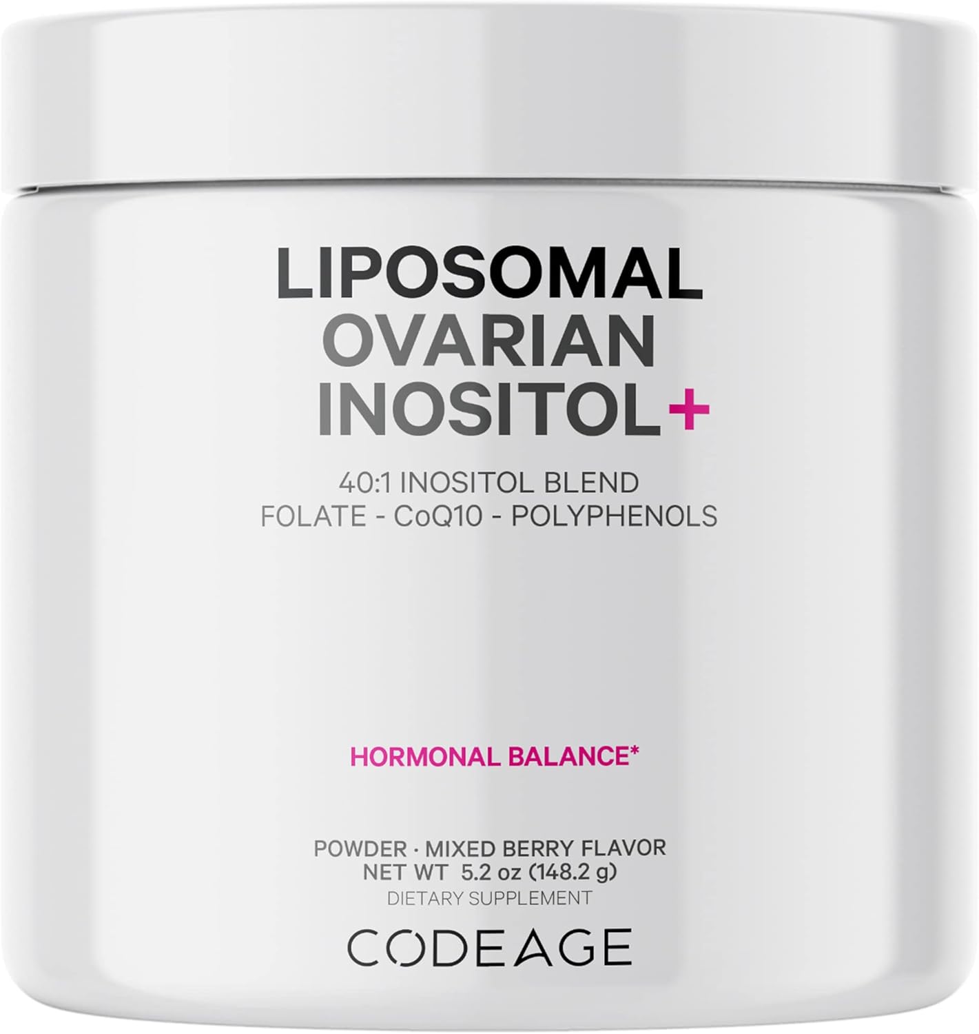 Liposomal Inositol Blend with Folate, CoQ10, Pomegranate & Blueberry - 2-Month Supply, Mixed Berry Flavor - Non-GMO, 60 Servings
