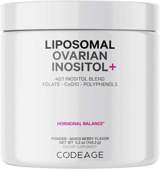 Liposomal Inositol Blend with Folate, CoQ10, Pomegranate & Blueberry - 2-Month Supply, Mixed Berry Flavor - Non-GMO, 60 Servings