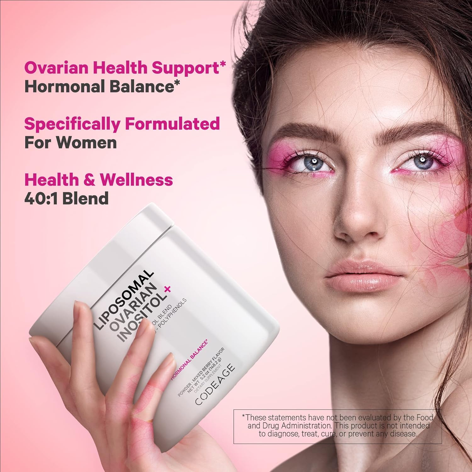 Liposomal Inositol Blend with Folate, CoQ10, Pomegranate & Blueberry - 2-Month Supply, Mixed Berry Flavor - Non-GMO, 60 Servings