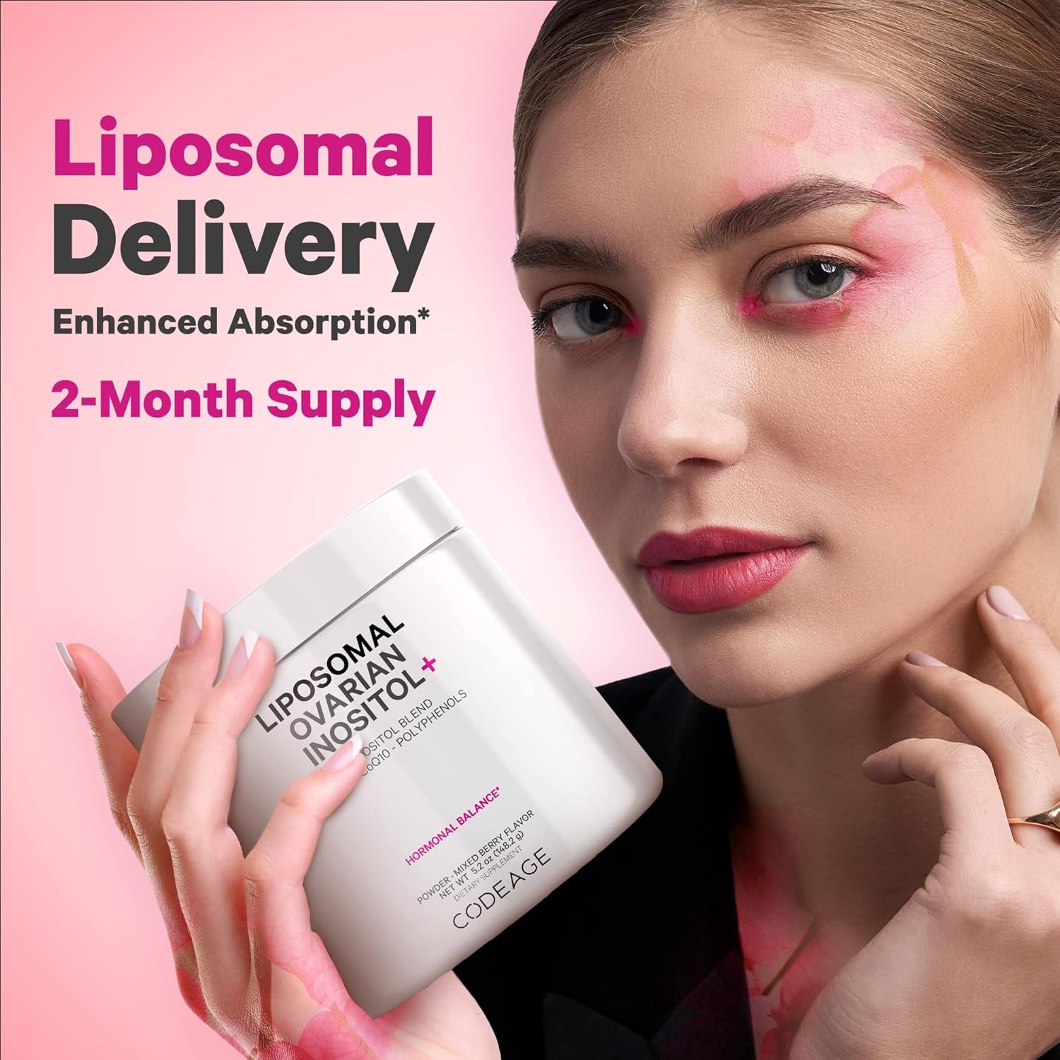 Liposomal Inositol Blend with Folate, CoQ10, Pomegranate & Blueberry - 2-Month Supply, Mixed Berry Flavor - Non-GMO, 60 Servings