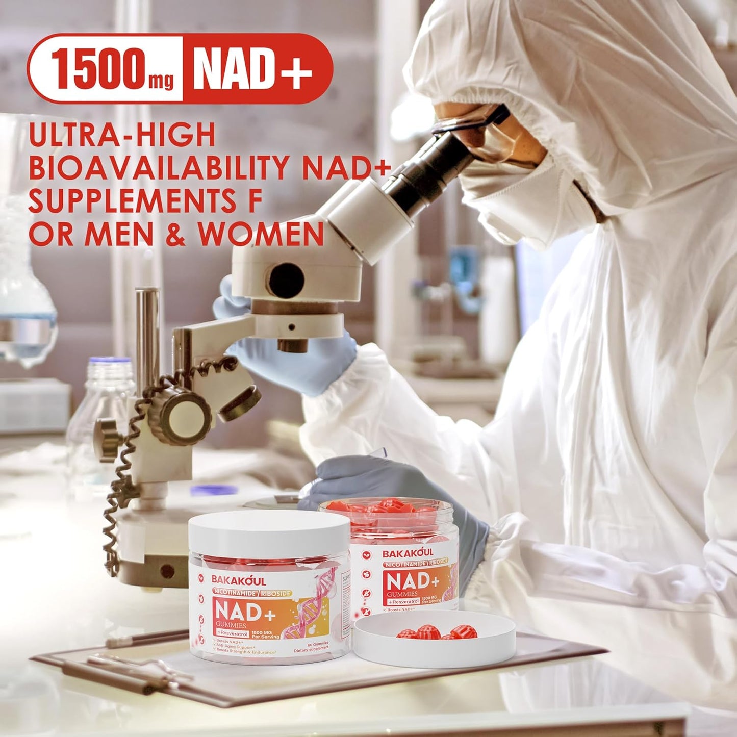 Liposomal NAD Gummies with Resveratrol & Quercetin - NAD+ Supplement for Men and Women, 60 Gummies