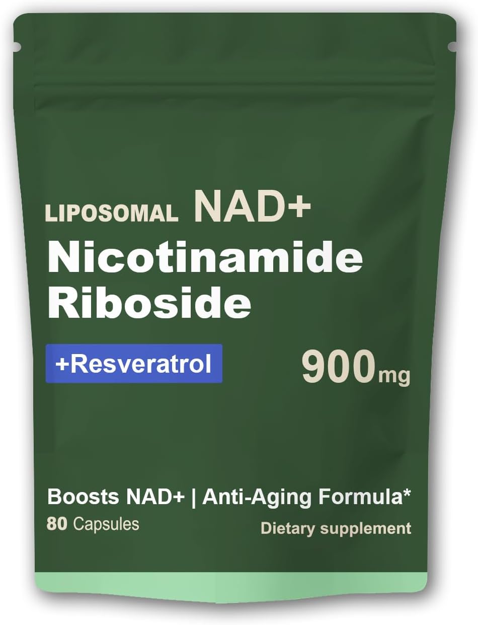 Liposomal NAD Supplement 900 MG with NR Resveratrol Capsules - Boost NAD+ for Cellular Health, Anti-Aging, Energy & Focus