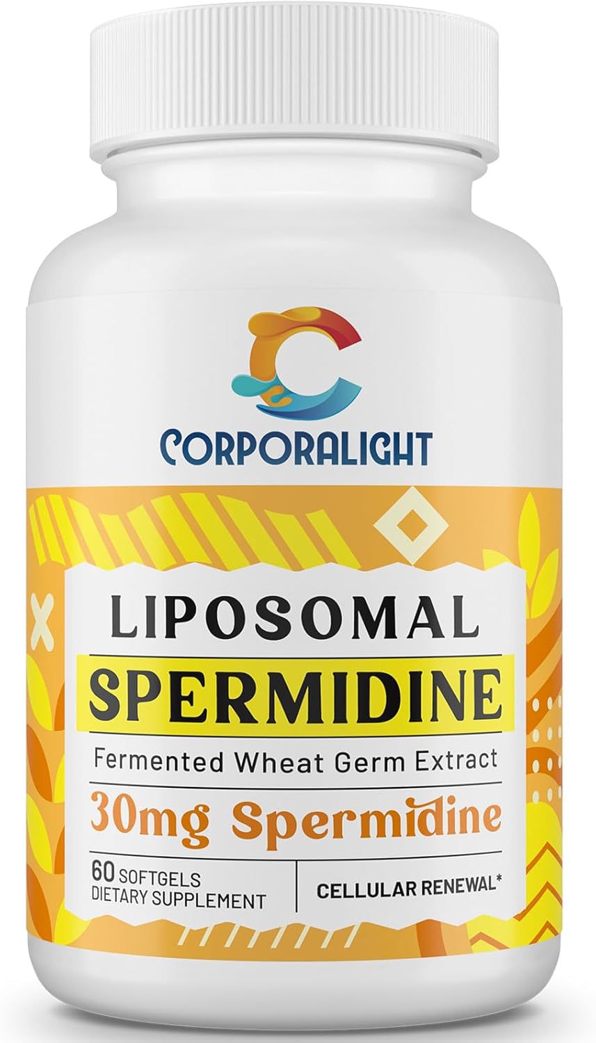 Liposomal Spermidine Supplement 30mg - High Absorption & Potency, Fermented Wheat Germ Extract Softgels for Cellular Renewal and Longevity - 60 Count