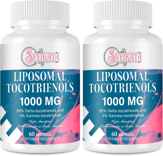 Liposomal Tocotrienols Supplement 1000mg - High Potency Vitamin E Formula with Delta and Gamma-tocotrienols - 120 Softgels