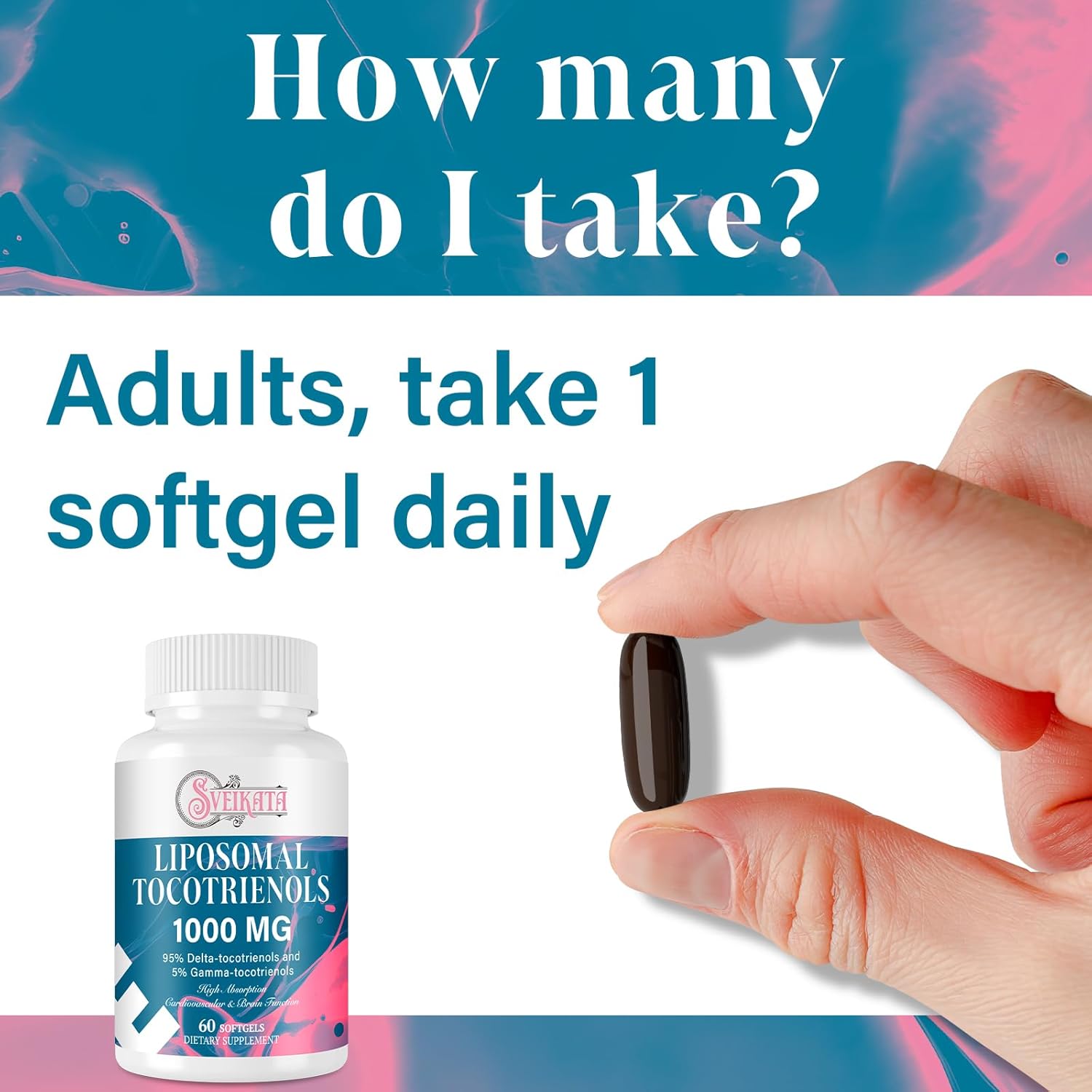 Liposomal Tocotrienols Supplement 1000mg - High Potency Vitamin E Formula with Delta and Gamma-tocotrienols - 120 Softgels