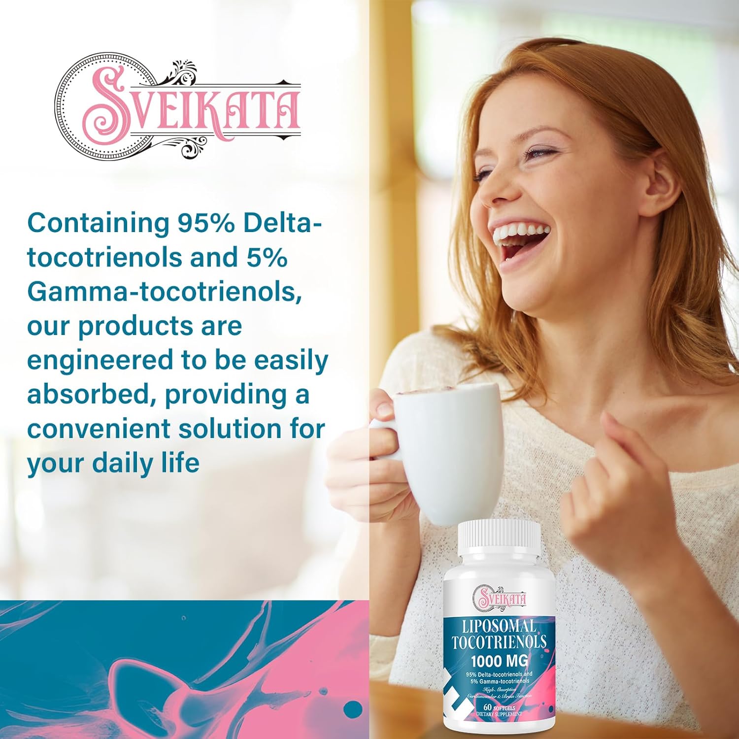 Liposomal Tocotrienols Supplement 1000mg - High Potency Vitamin E Formula with Delta and Gamma-tocotrienols - 120 Softgels