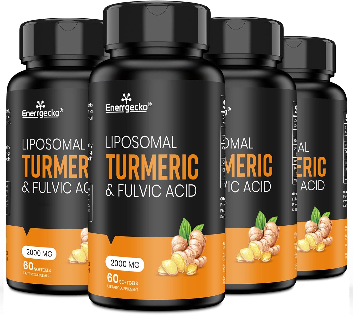 Liposomal Turmeric Curcumin 2000mg with Black Pepper & Ginger for Superior Absorption - 60 Count (Pack of 4)
