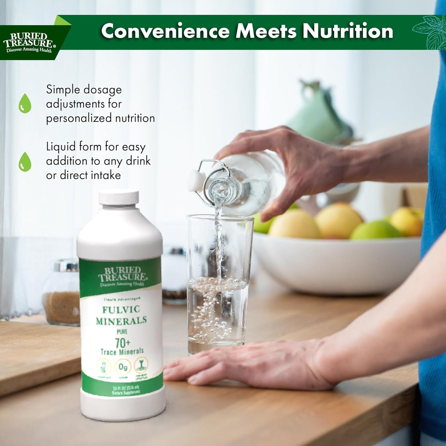 Liquid Advantage FULVIC MINERALS 33 oz Dietary Supplement - Pure Source of 70+ Trace Minerals for Health