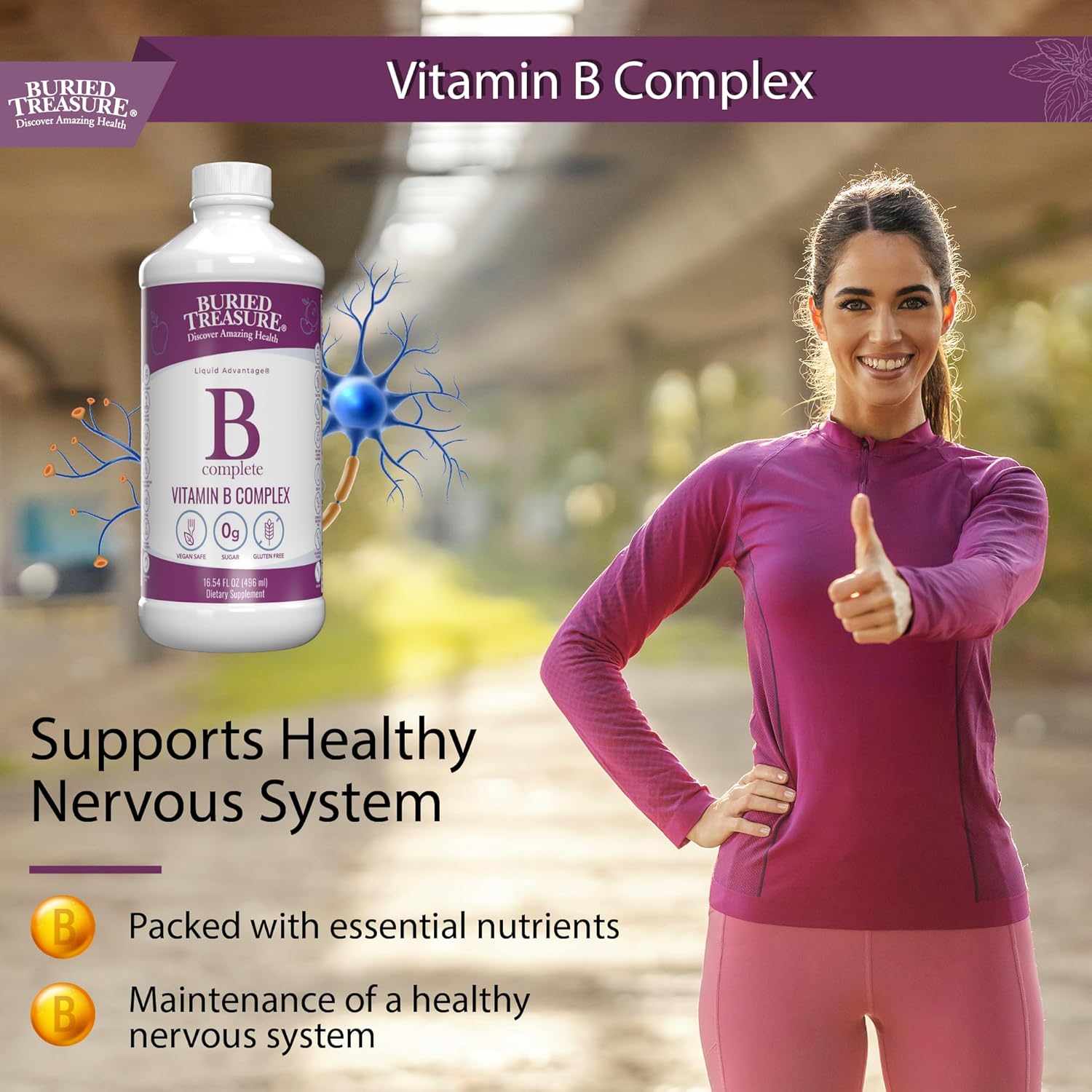 Liquid B Complete with Methylated B12 & Methylfolate - 16 fl oz, Antioxidant Support, Sugar-Free B Complex Vitamins for Women & Men