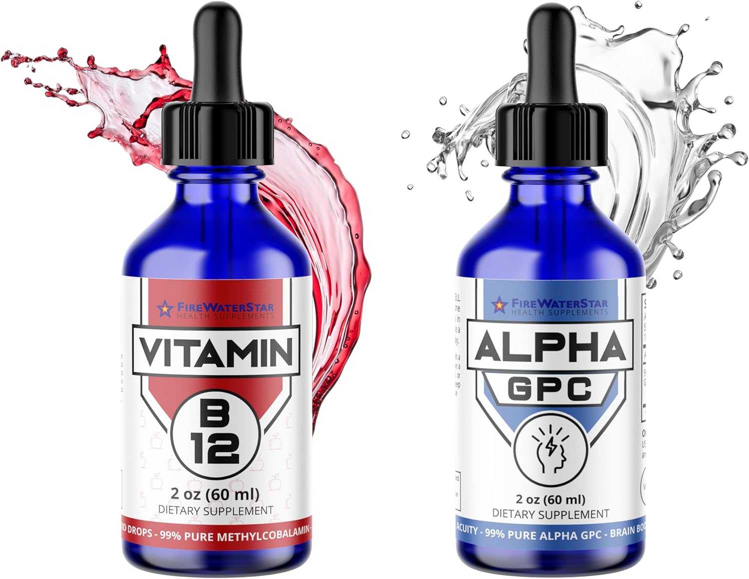 Liquid B12 and Alpha GPC Bundle by Firewaterstar Health Supplements