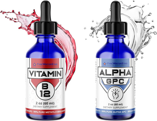 Liquid B12 and Alpha GPC Bundle by Firewaterstar Health Supplements