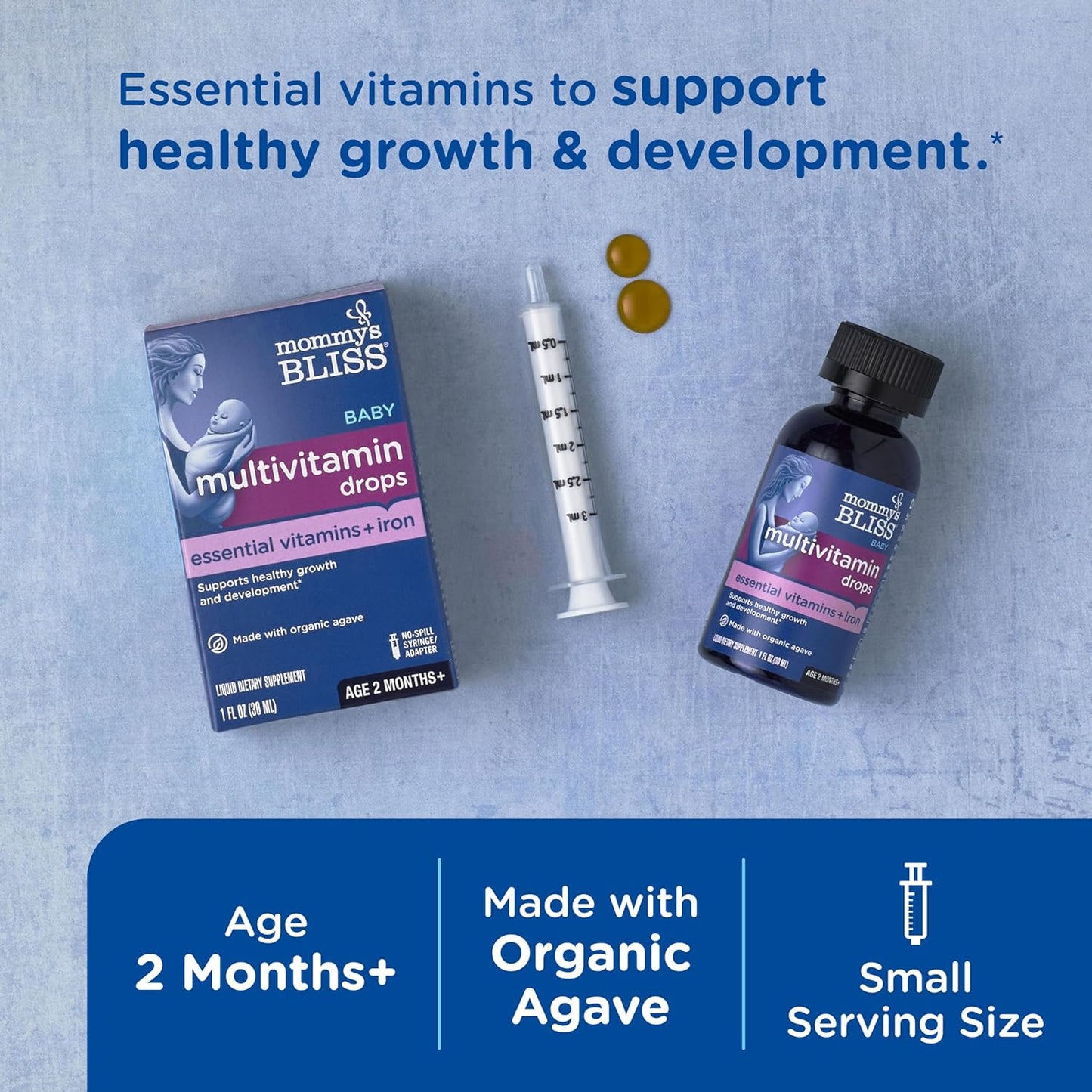 Liquid Baby Multivitamin with Iron for Immune Support & Growth, Age 2 Months+, 30 ml
