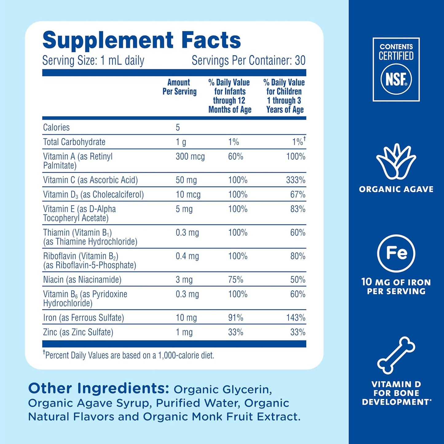 Liquid Baby Multivitamin with Iron for Immune Support & Growth, Age 2 Months+, 30 ml