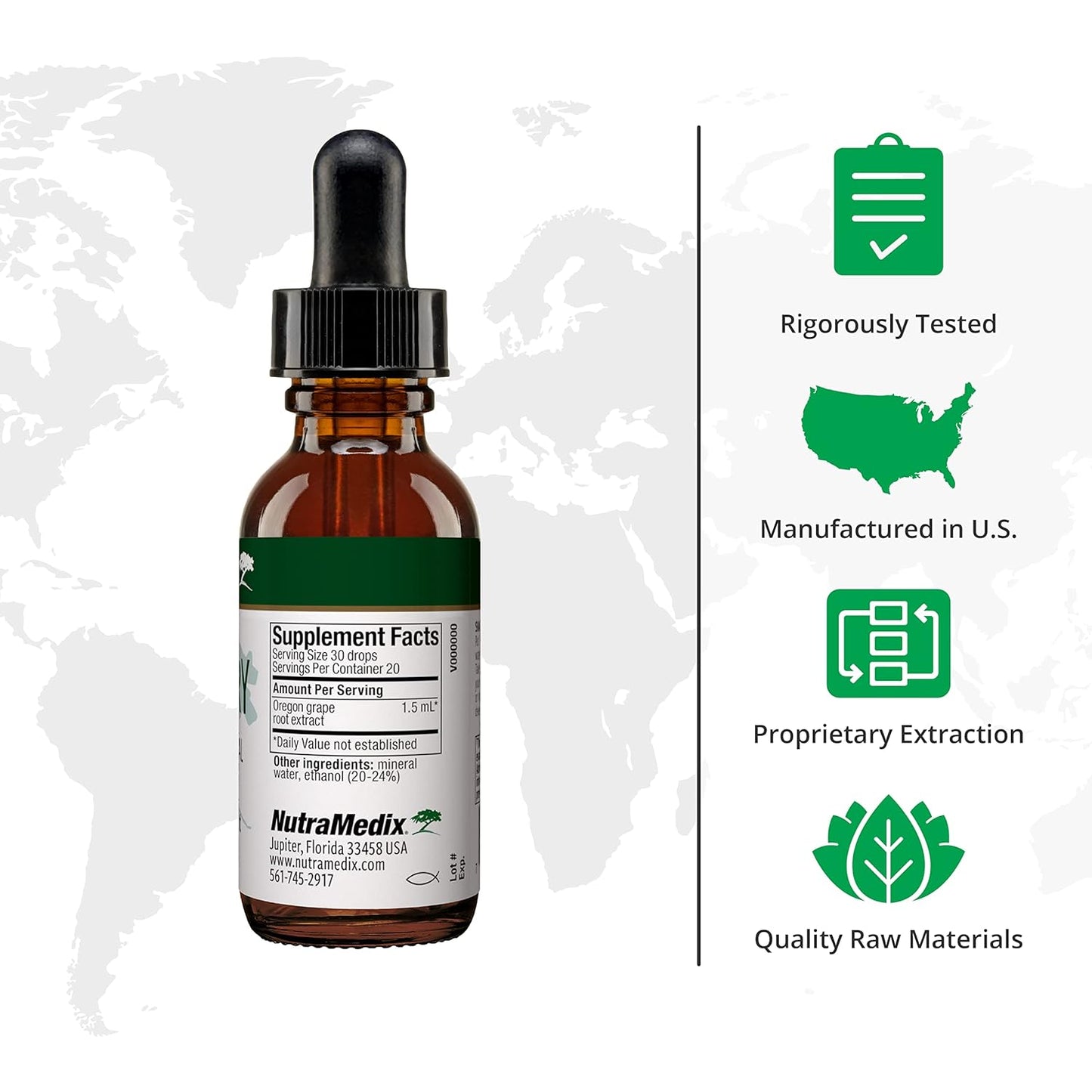 Liquid Barberry & Oregon Grape Root Extract for Gut Health & Immune Support - Herbal Tincture for Microbial Support - 1oz Bottle