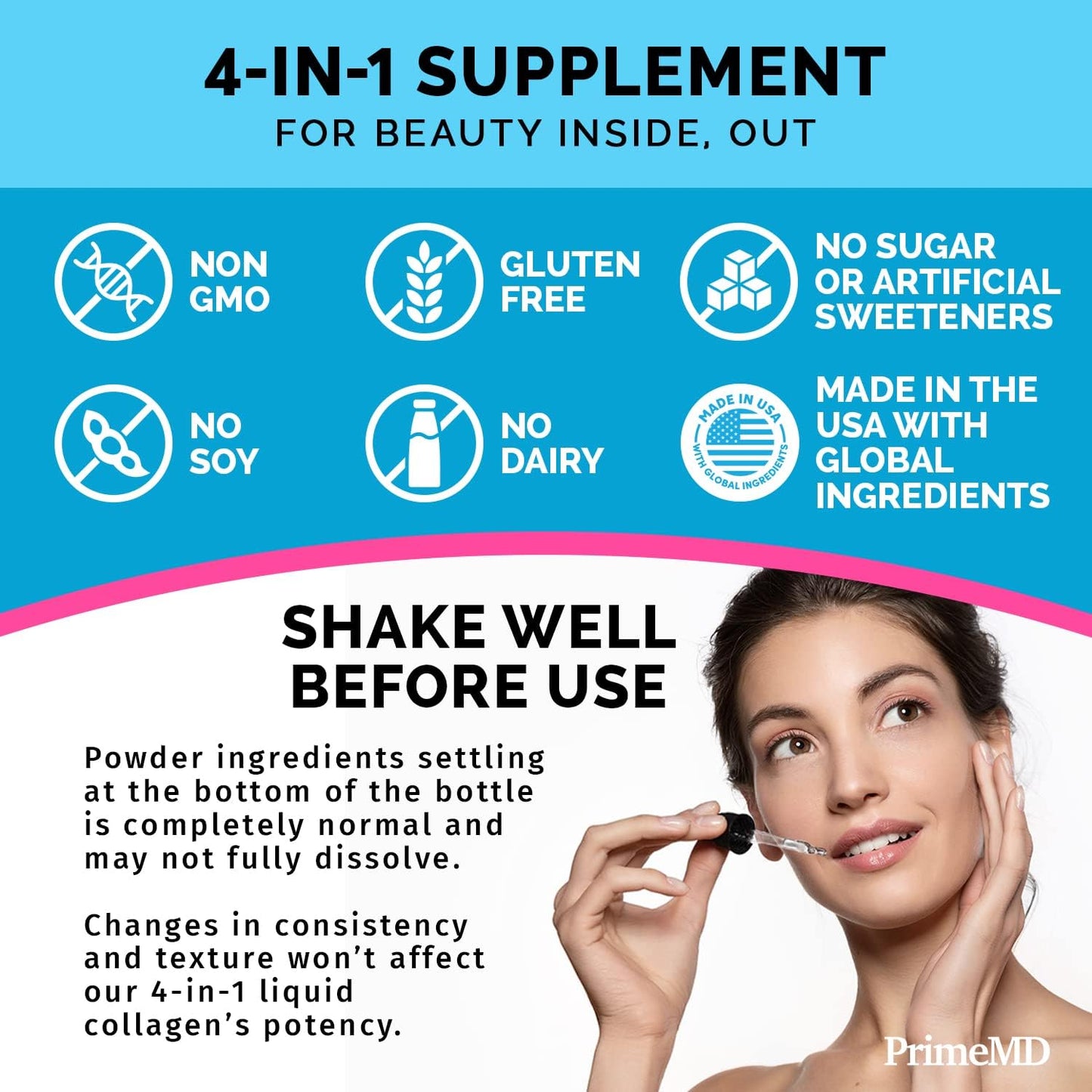 Liquid Biotin Collagen Keratin Saw Palmetto Drops & Maca Root Ashwagandha Bundle - Hair, Skin, Nails, Energy & Mood Support - PrimeMD 4-in-1 (2 fl oz - 3 Pack) & 6-in-1 (120ct)
