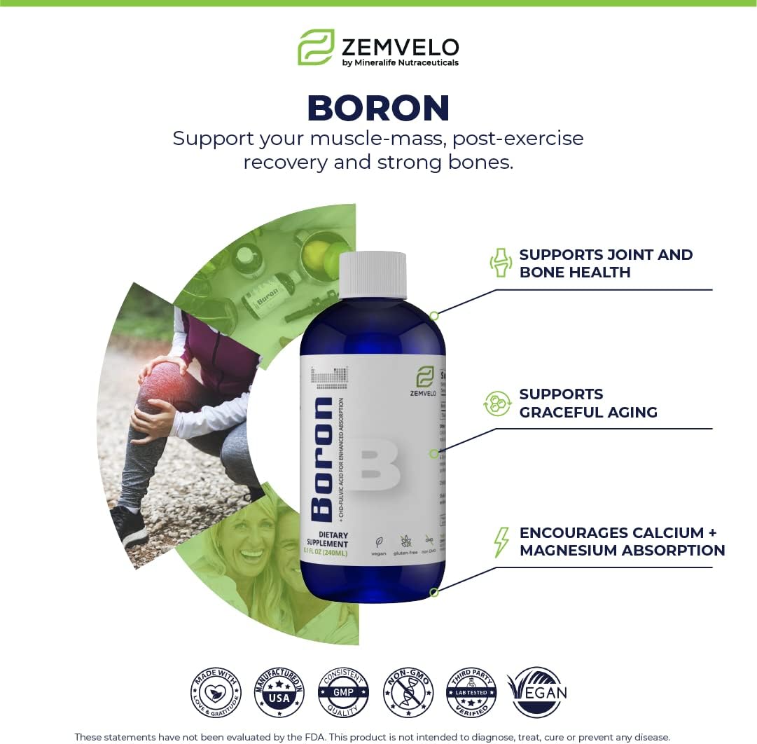 Liquid Boron Supplement | 96 Day Supply | Promotes Joint and Bone Health | Enhances Calcium and Magnesium Absorption