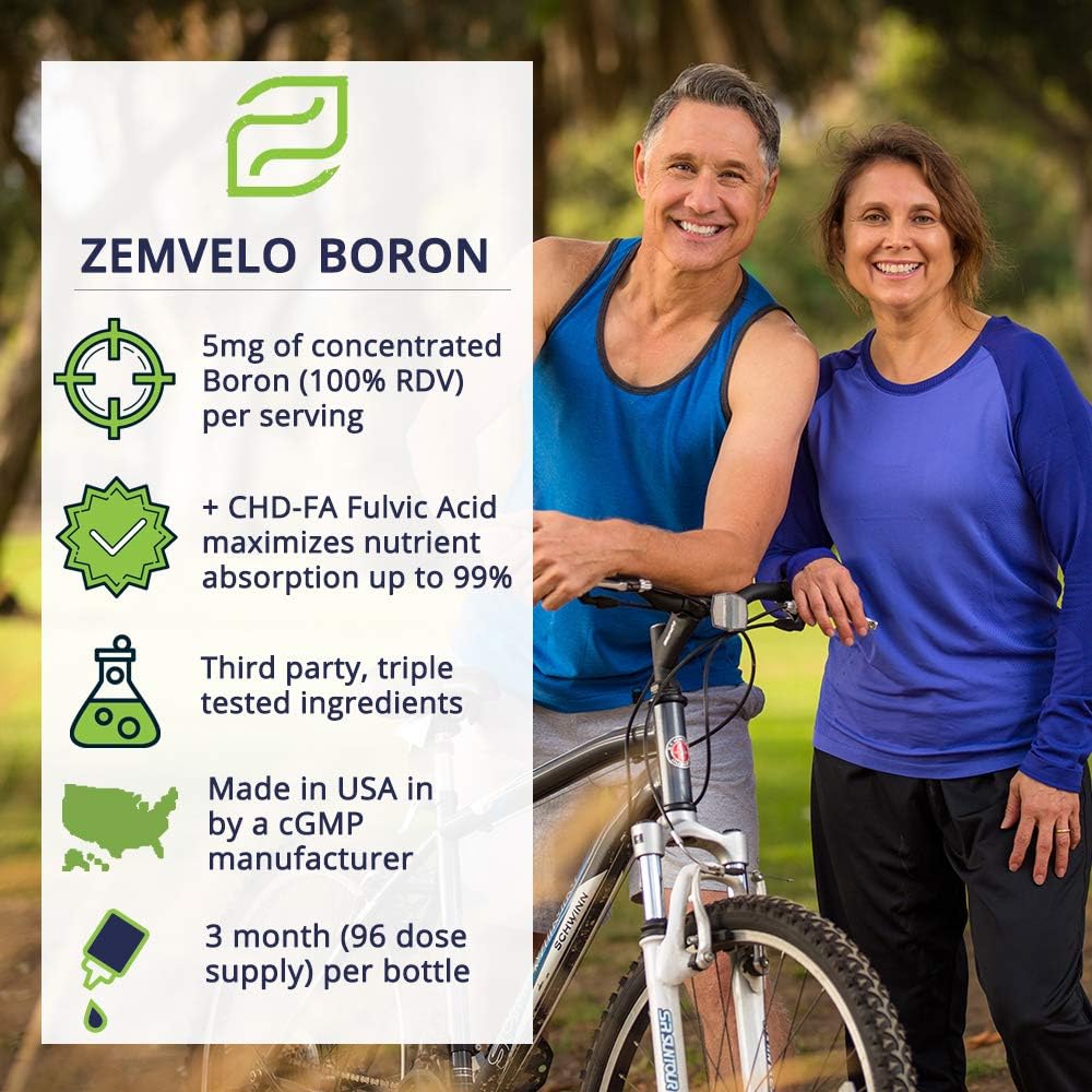 Liquid Boron Supplement | 96 Day Supply | Promotes Joint and Bone Health | Enhances Calcium and Magnesium Absorption